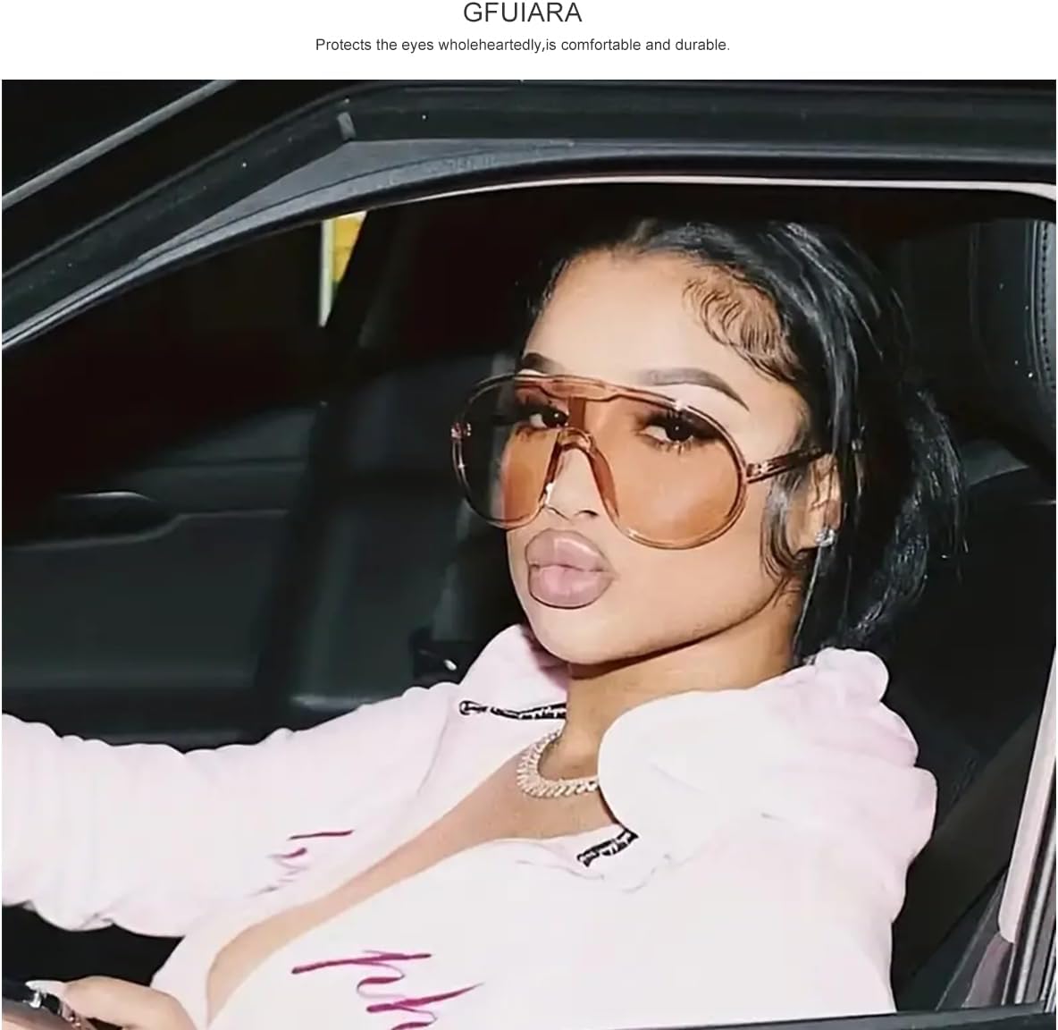 GFUIARA Trendy Oversized Sunglasses for Women Men Fashion Shield Aviator Sun Glasses UV400 Protection Goggles