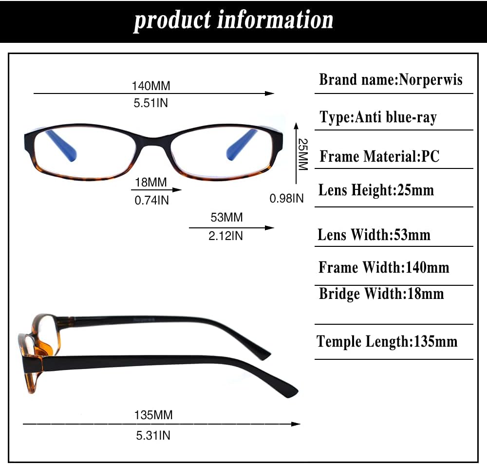 NORPERWIS 6 Pack Ladies Reading Glasses for Women Blue Light Blocking Spring Hinge Fashion Eyeglasses Readers for Women (Mix Color, 1.25)