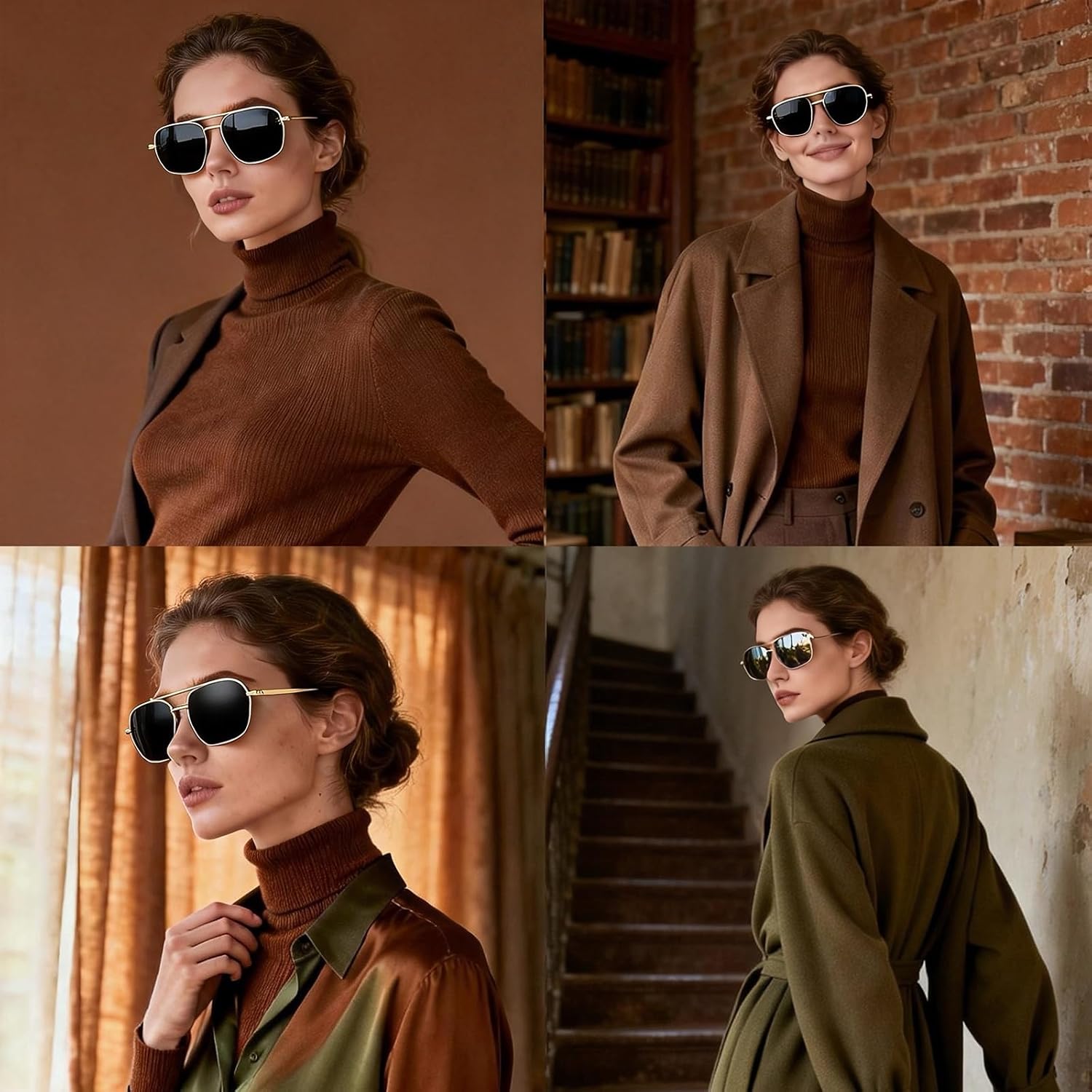 TJUTR Tangle Free Aviator Sunglasses for Women Men, Polarized UV400 Protection Sun Glasses, No-Snag Metal Frame for Outdoors