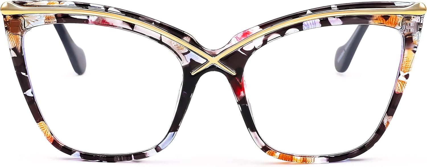 FEISEDY Women Oversized Square Blue Light Blocking Glasses Anti Eyestrain Cat Eye Fashion Eyewear B2956