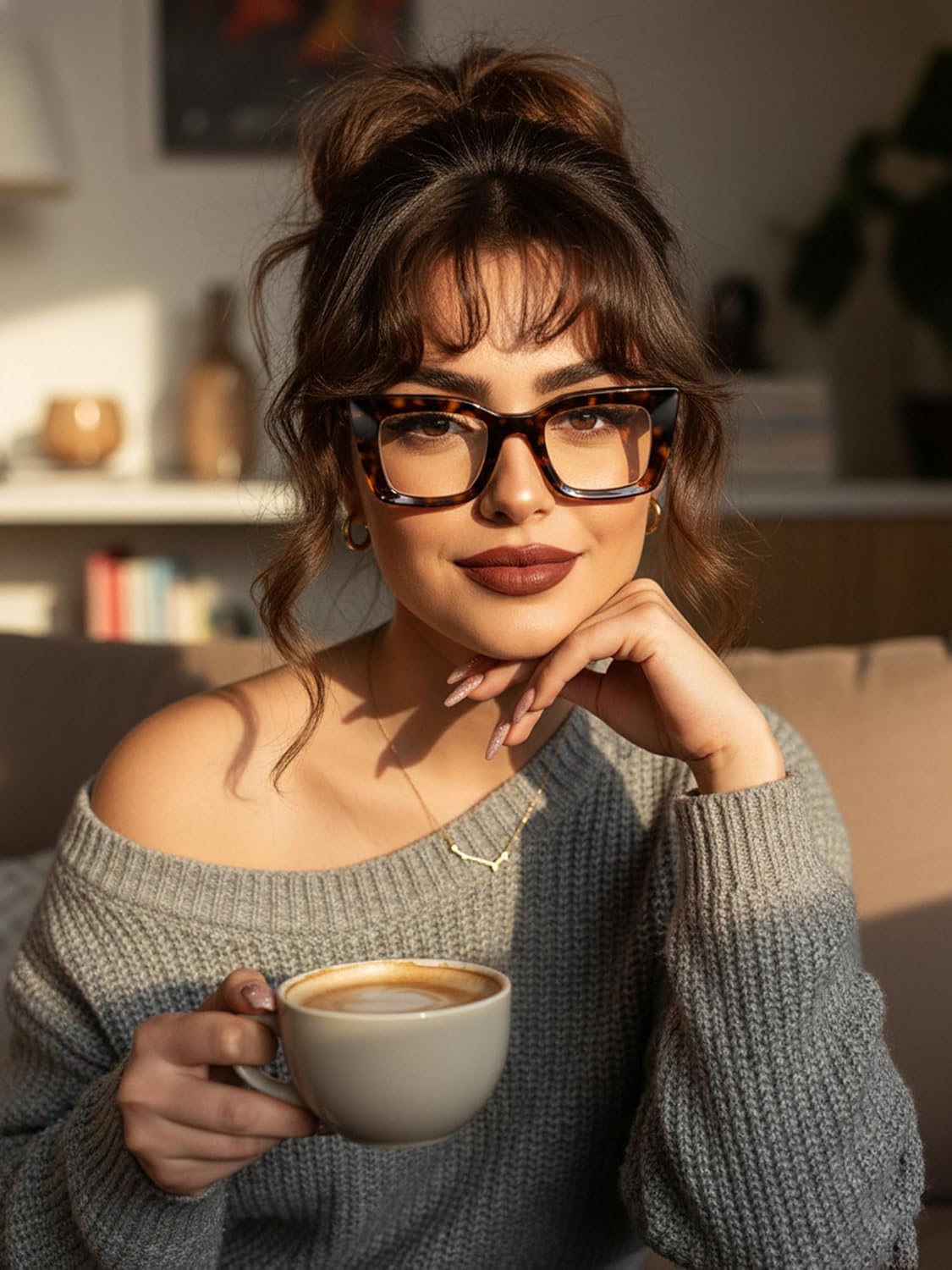 VISOONE Spring Hinge Cat Eye TR90 Blue Light Blocking Glasses with Anti Computer Glare for Women CALIDA