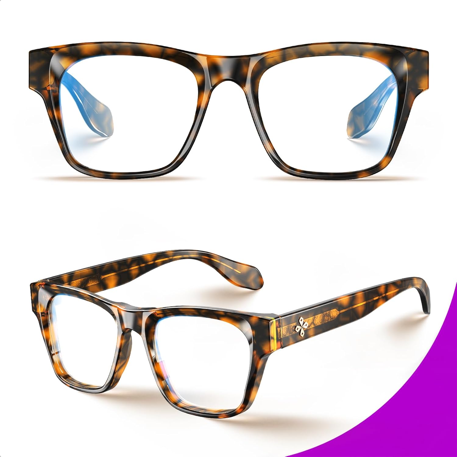 VISOONE Stylish Frame in Multiple Colors Blue Light Blocking Glasses for Men Women BONA