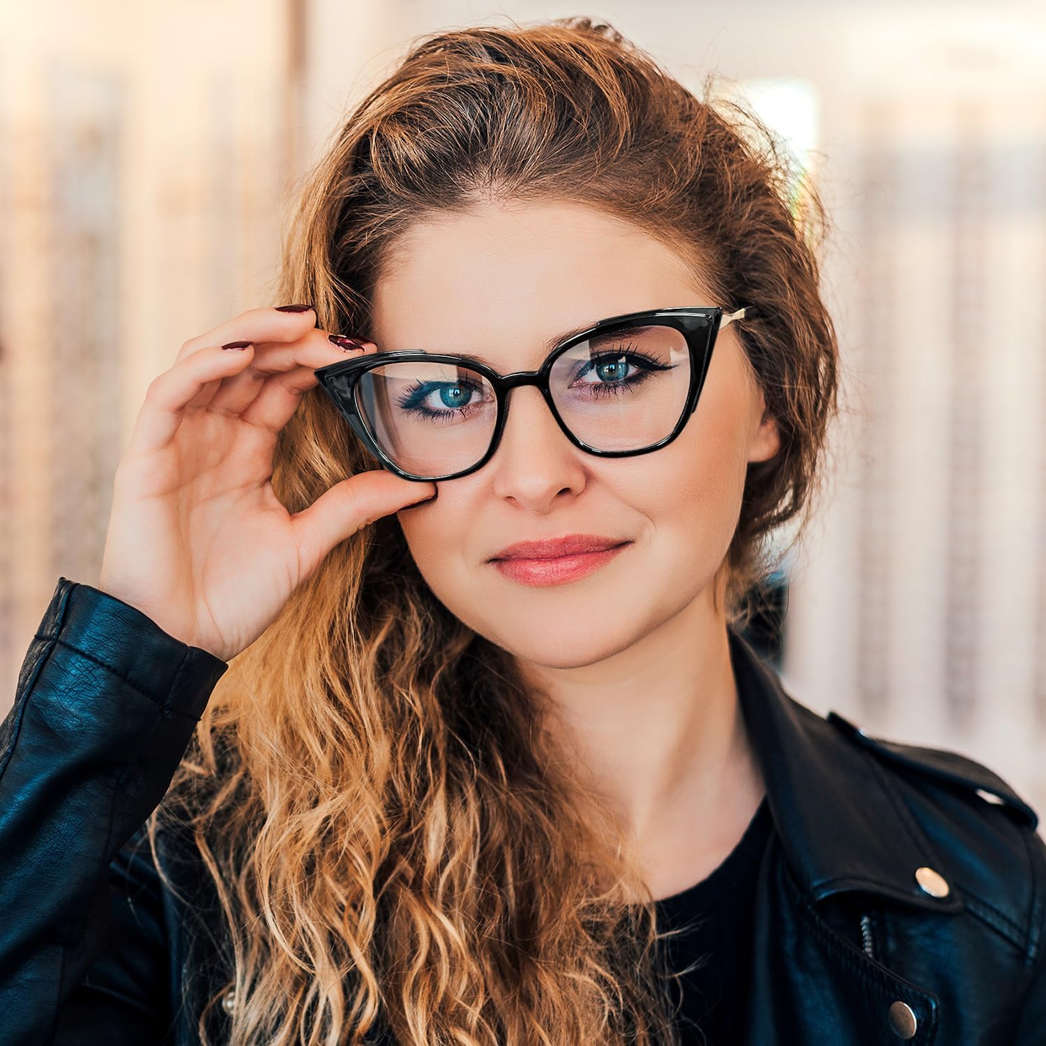 FEISEDY Oversized Cat Eye Glasses Frame Non Prescription Eyeglasses with Clear Lens Eyewear for Women Men B0066