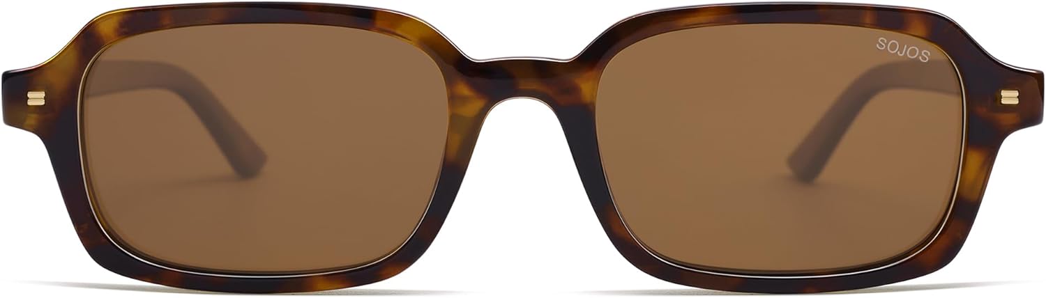 SOJOS Trendy Rectangle Polarized Sunglasses Womens Mens, Small Retro Fashion Thin Slim Square Sunnies SJ2610