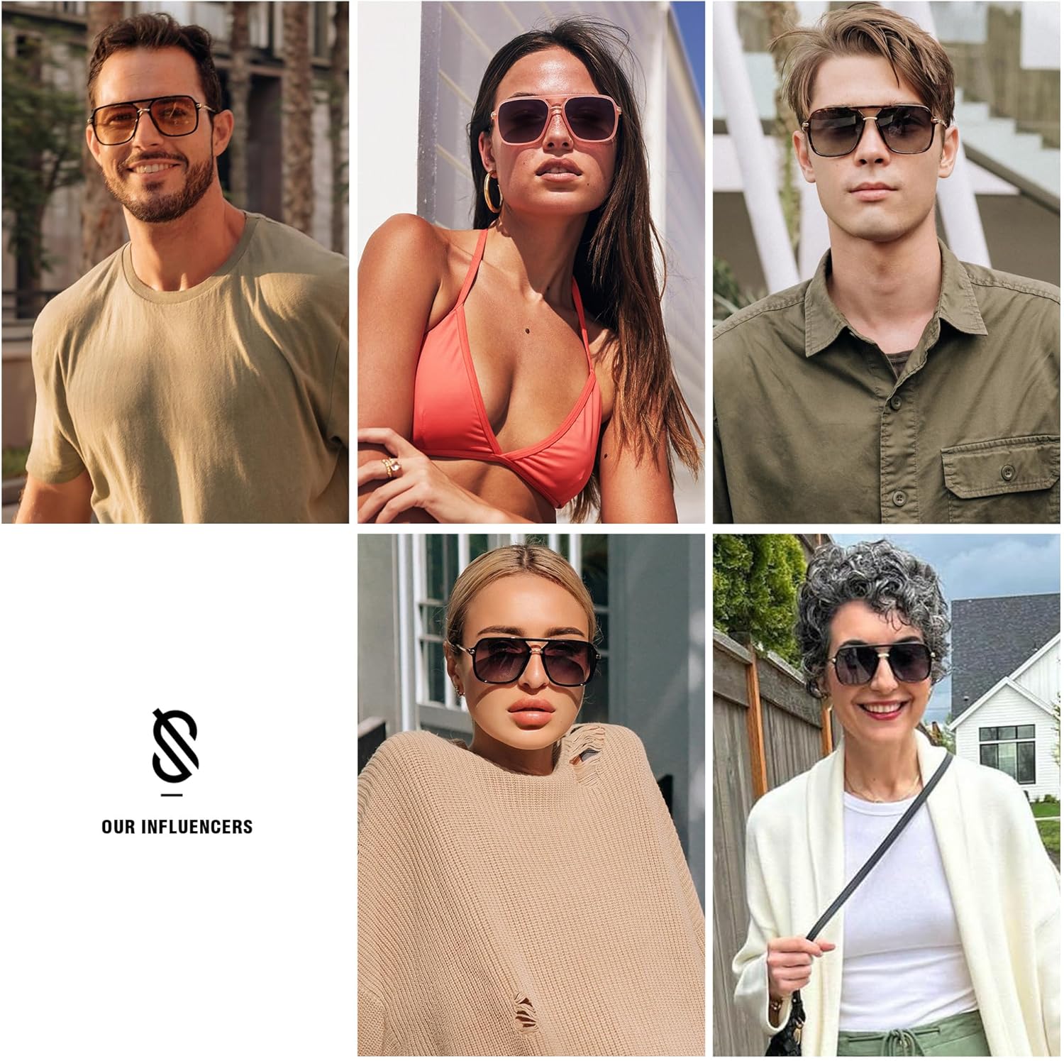 SOJOS Sunglasses for Women & Men, Square, Retro, Polarized Lens, Trendy Aviator, 90s Shades