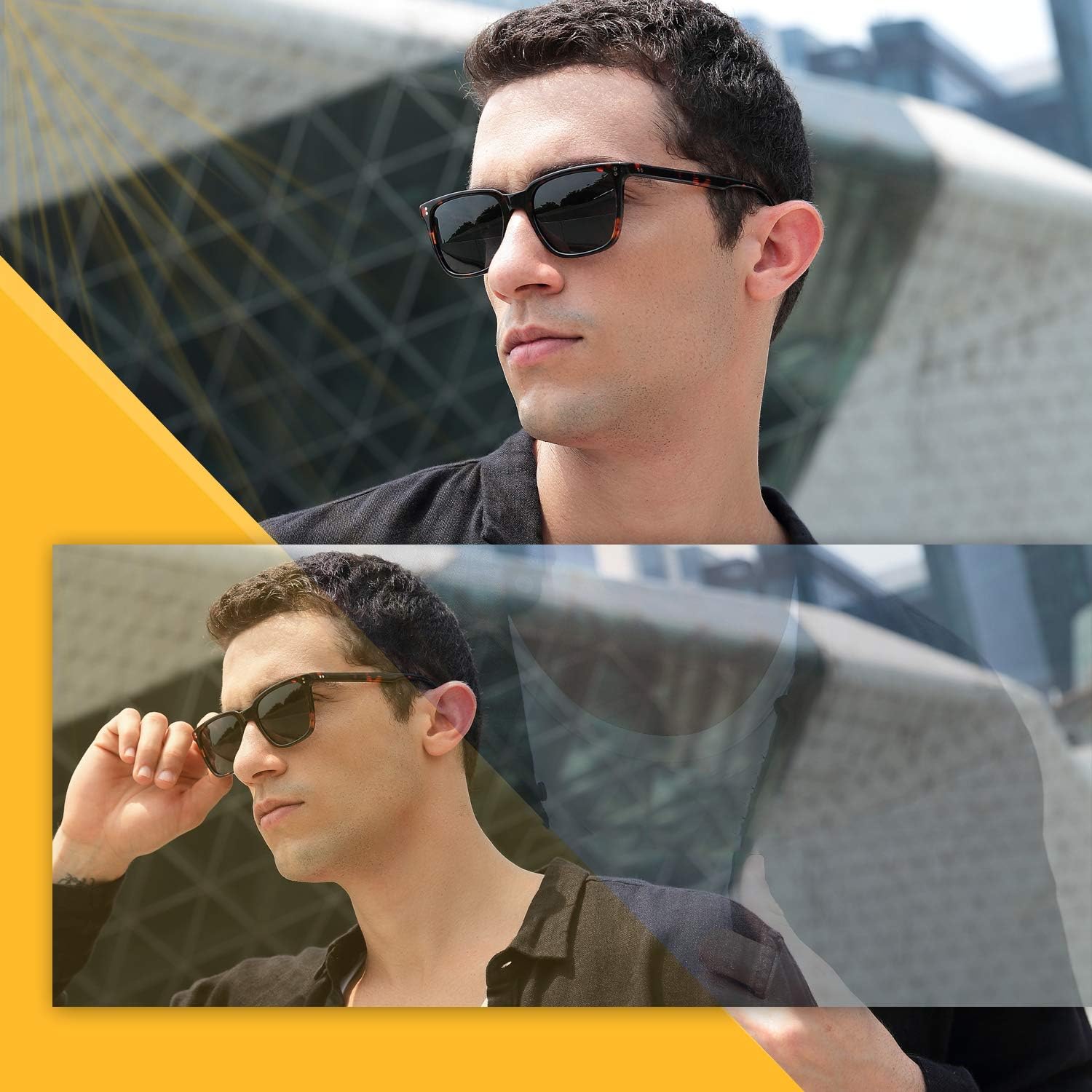 CARFIA Polarized Men's Sunglasses UV400 Protection for Driving Fishing Cool Man Acetate Shades CA5354L