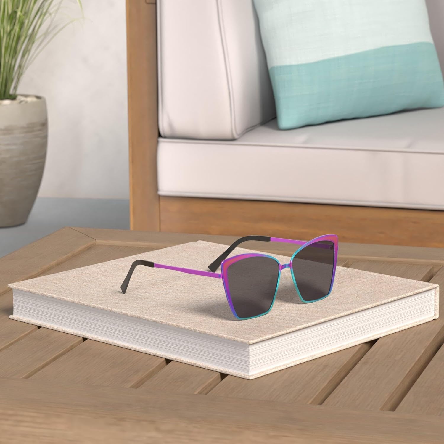 SOJOS Cateye Sunglasses for Women Fashion Mirrored Lens Metal Frame SJ1086