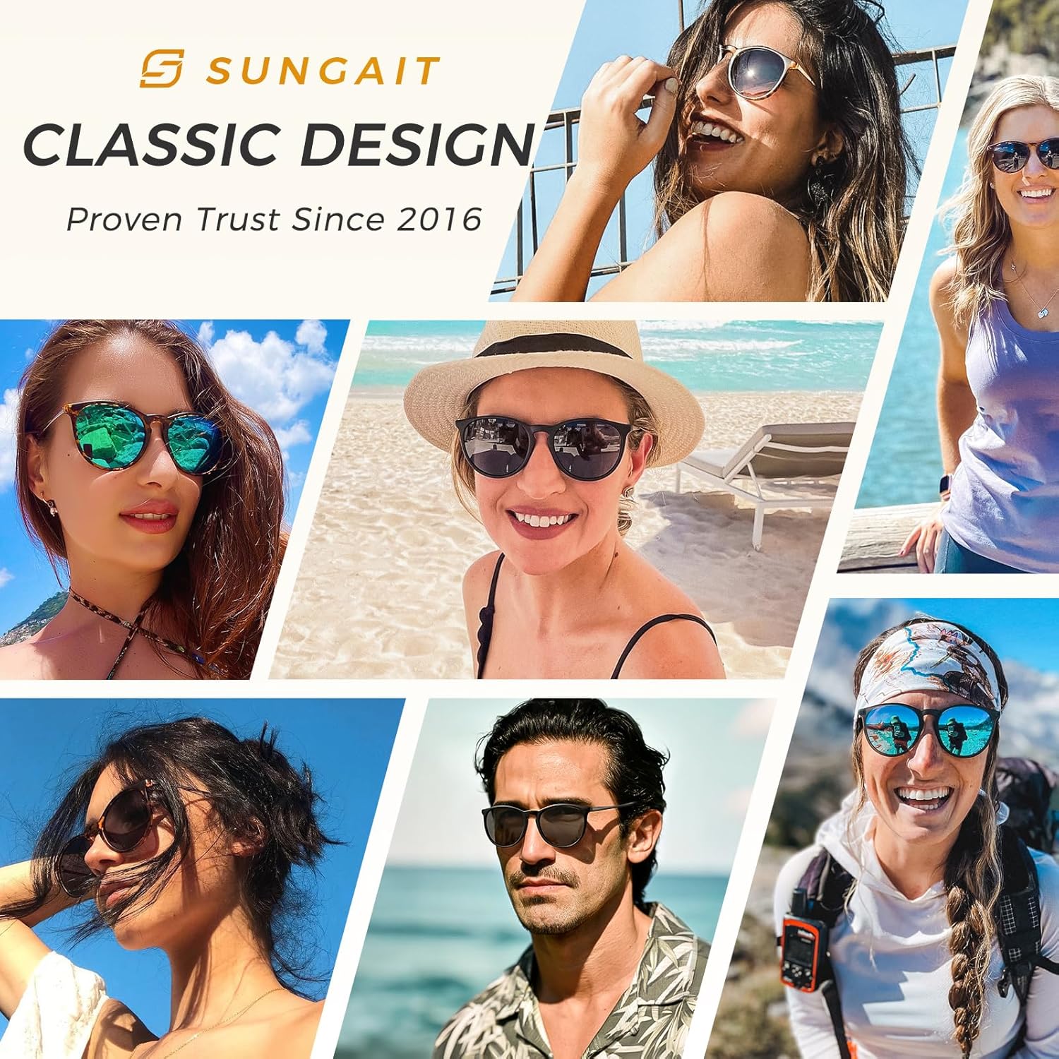 SUNGAIT Premium Vintage Round Sunglasses for Women Men Classic Retro Trendy Style