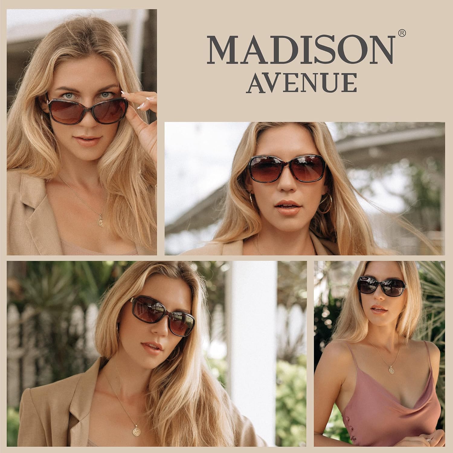 Madison Avenue 2 Pack Classic Vintage Sunglasses for Women Men,Fashion Sun Shades Glasses with UV400 Protection