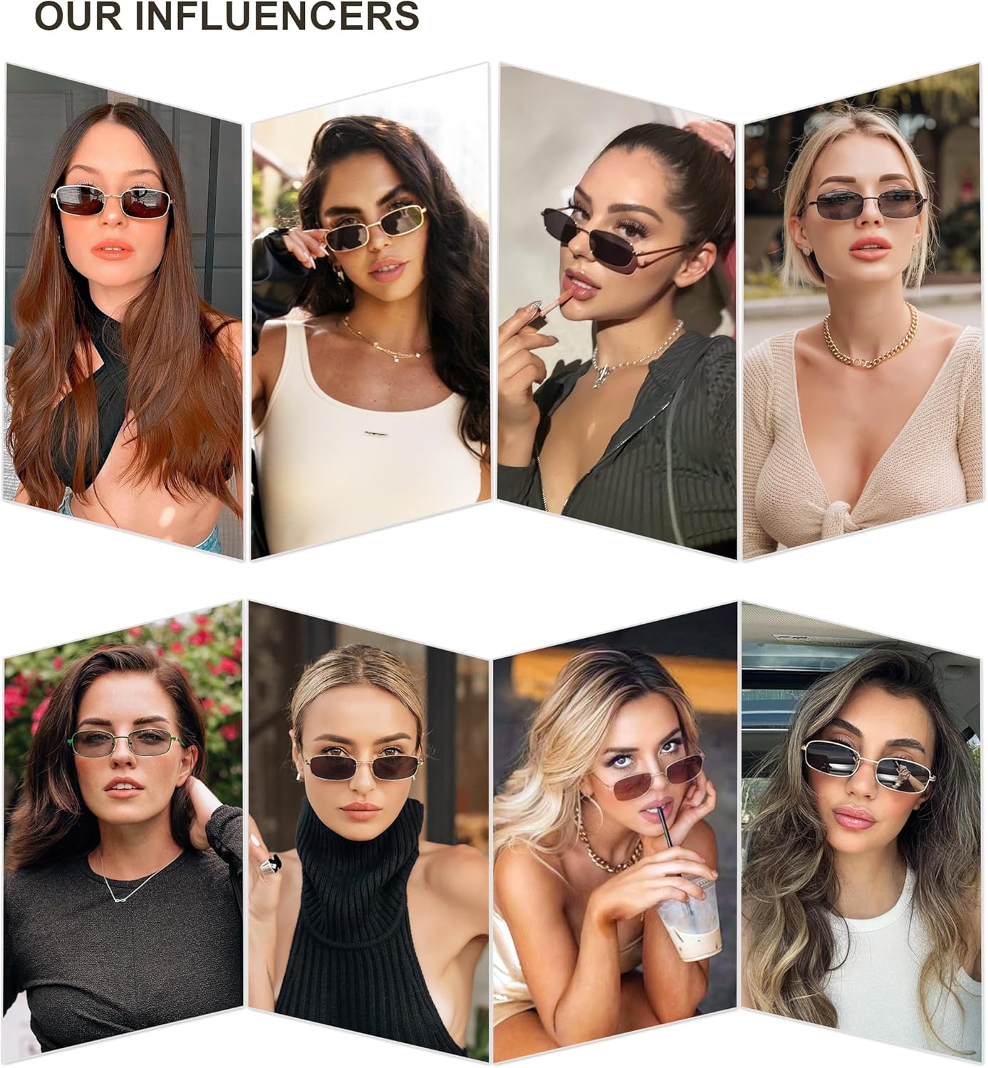 SOJOS Small Trendy Rectangle Sunglasses Womens Mens, Retro 80s 90s Y2k Chic Narrow Thin Skinny Sunnies SJ1187