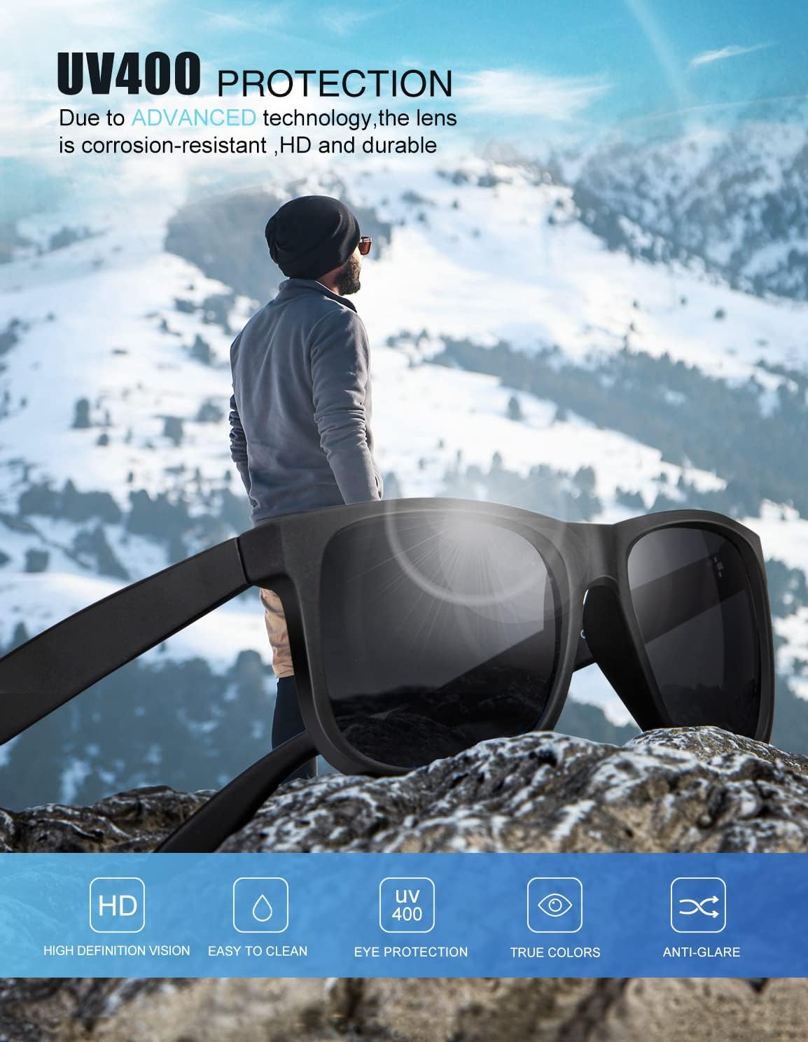 KALIYADI Sunglasses Men Polarized Sun glasses for Mens Womens Classic Matte Black Frame UV Protection 3pack