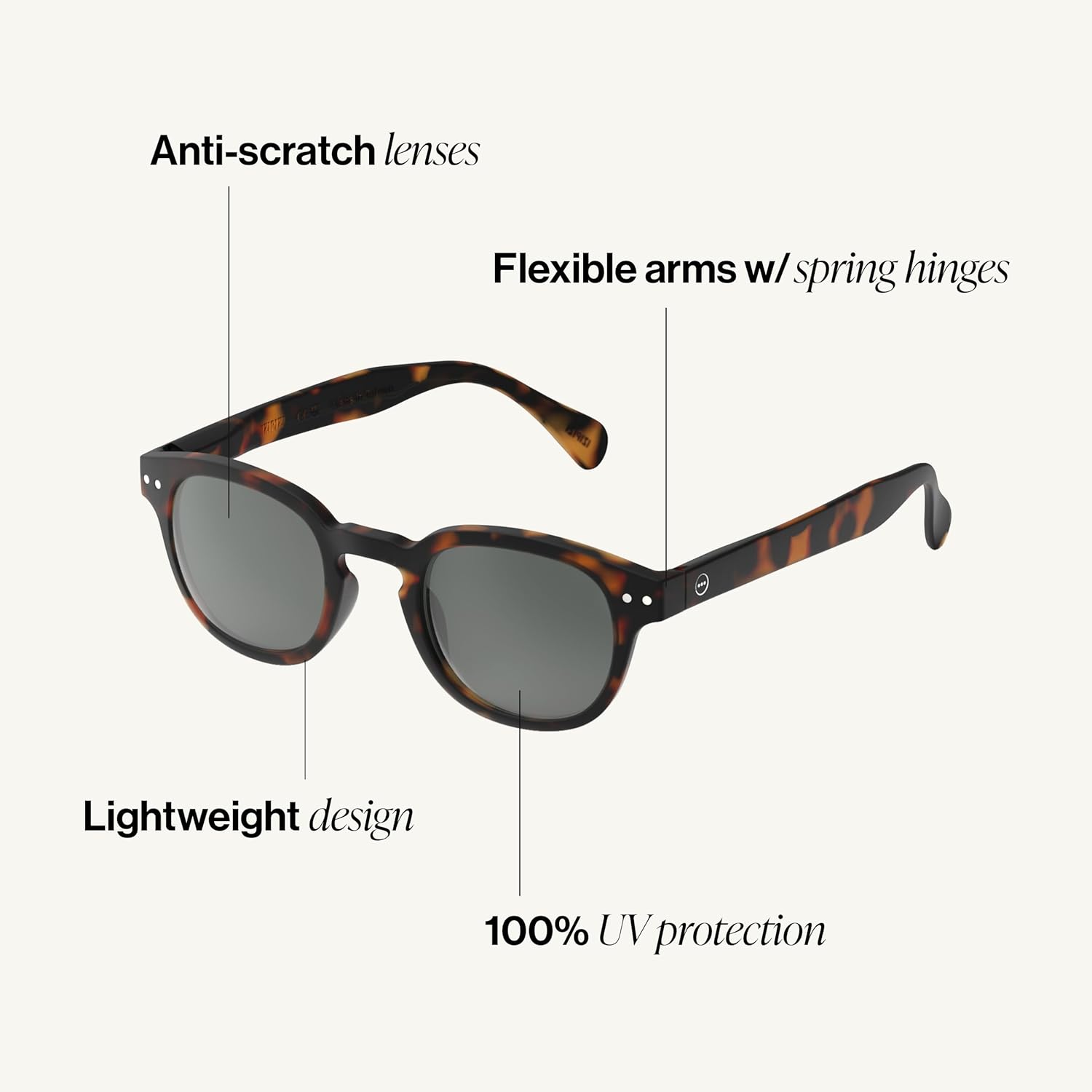 IZIPIZI SUN #C Sunglasses Men & Women u2013 Pantos with Biobased Frame, Anti-Scratch Grey Lenses, 100% UV Category 3 Protection