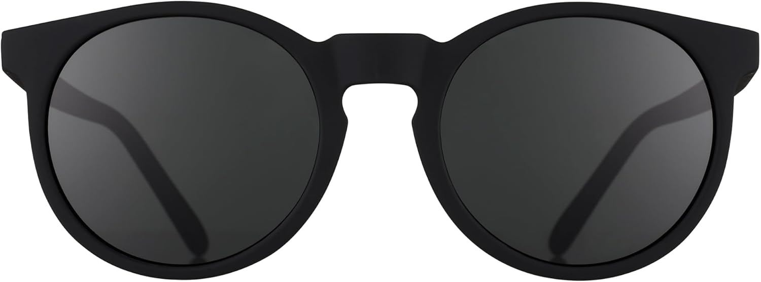 goodr It's Not Black It's Obsidian Polarized Round Sunglasses for Men & Women, Small Sized (Circle G), Solid Frames with Black Mirrored Reflective Lens, UV400 Protection, No Slip, No Bounce