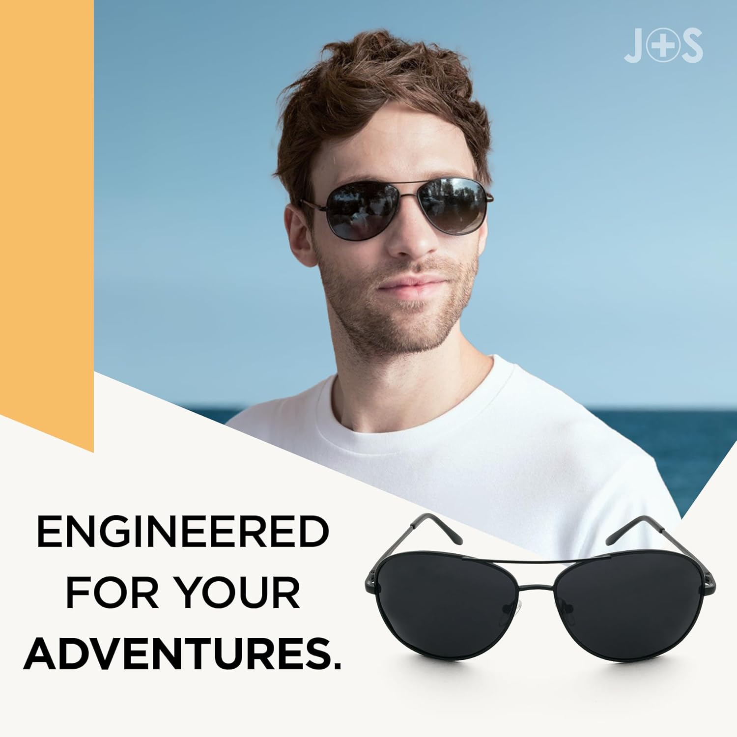 J+S Premium Military Style Classic Aviator Sunglasses, Polarized, 100% UV protection for Men Women
