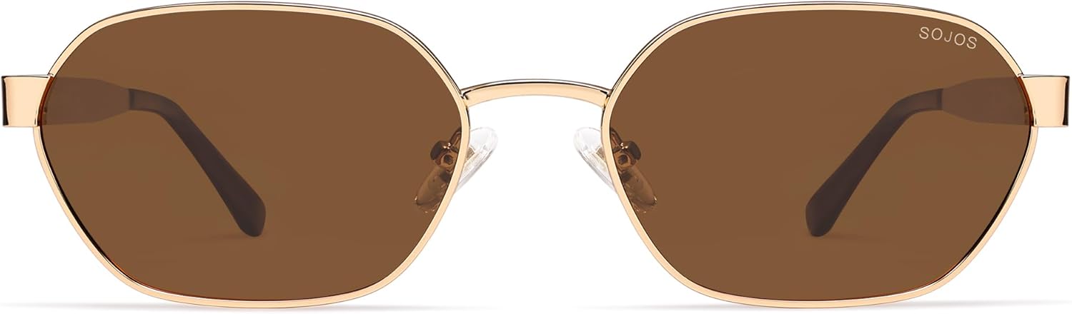 SOJOS Trendy Polarized Hexagon Sunglasses for Women Men, UV400 Retro Rectangle Shades SJ1238