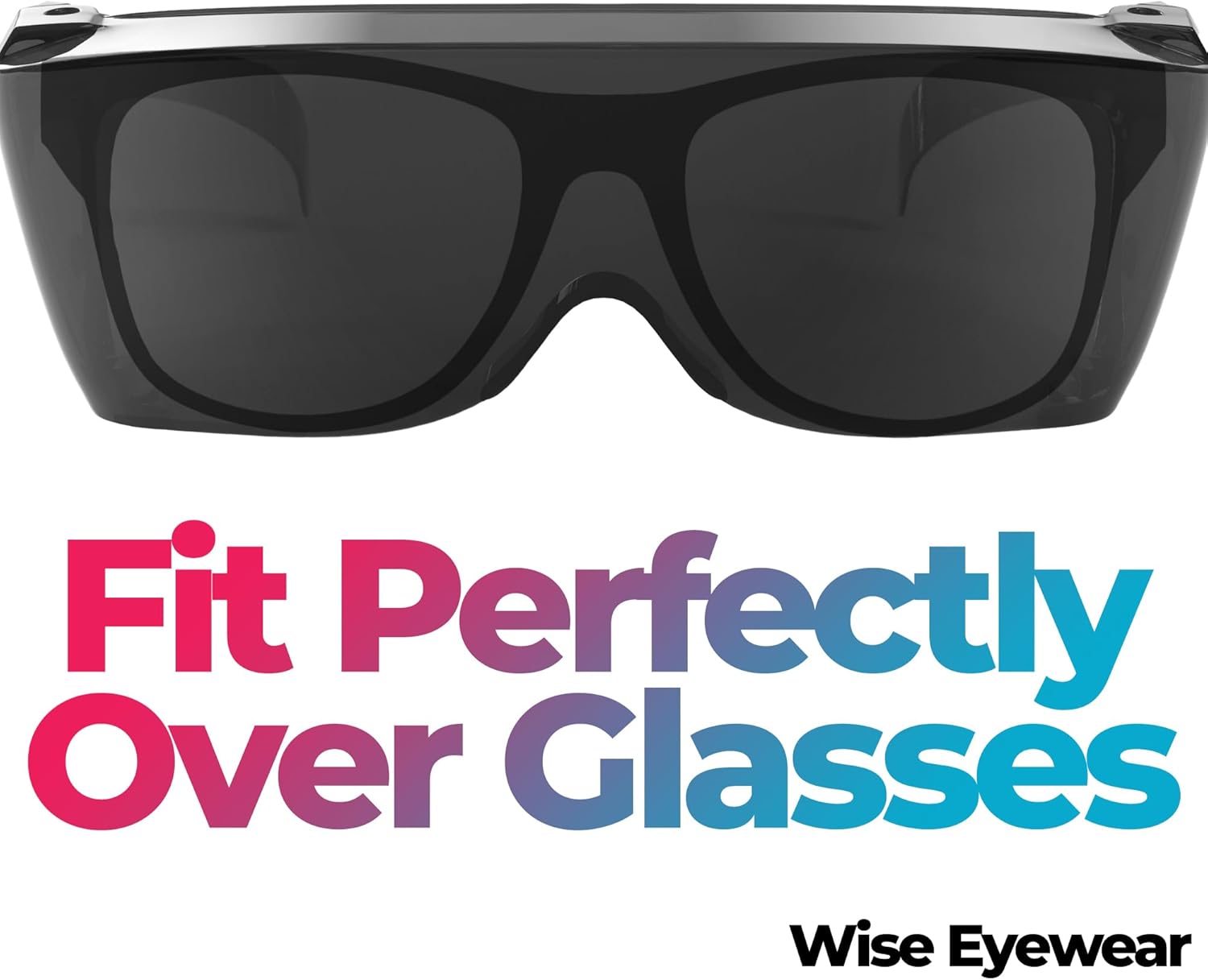 Wise Eyewear Cover-Ups Black Fit Over Sunglasses - Wrap Around Sunglasses - People Who Wear Prescription Glasses in the Sun