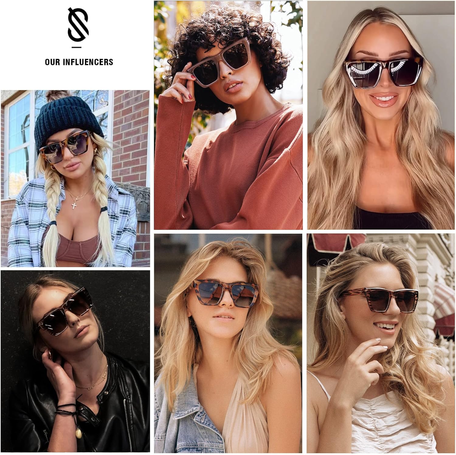 SOJOS Fashion Oversized Square Cat Eye Polarized Sunglasses for Women Trendy Cateye Style Womens Sunglasses SJ2179