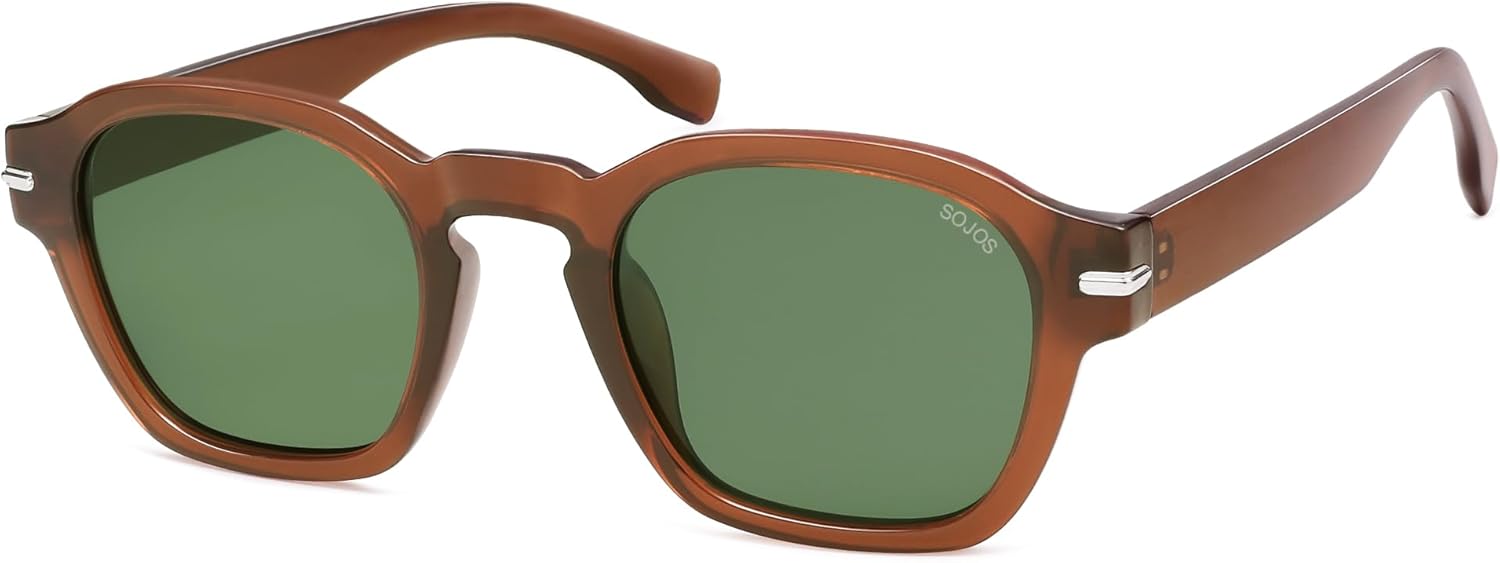 SOJOS Vintage Retro Square Polarized Sunglasses Men Standard Fit Trendy Womens Sun Glasses SJ2382