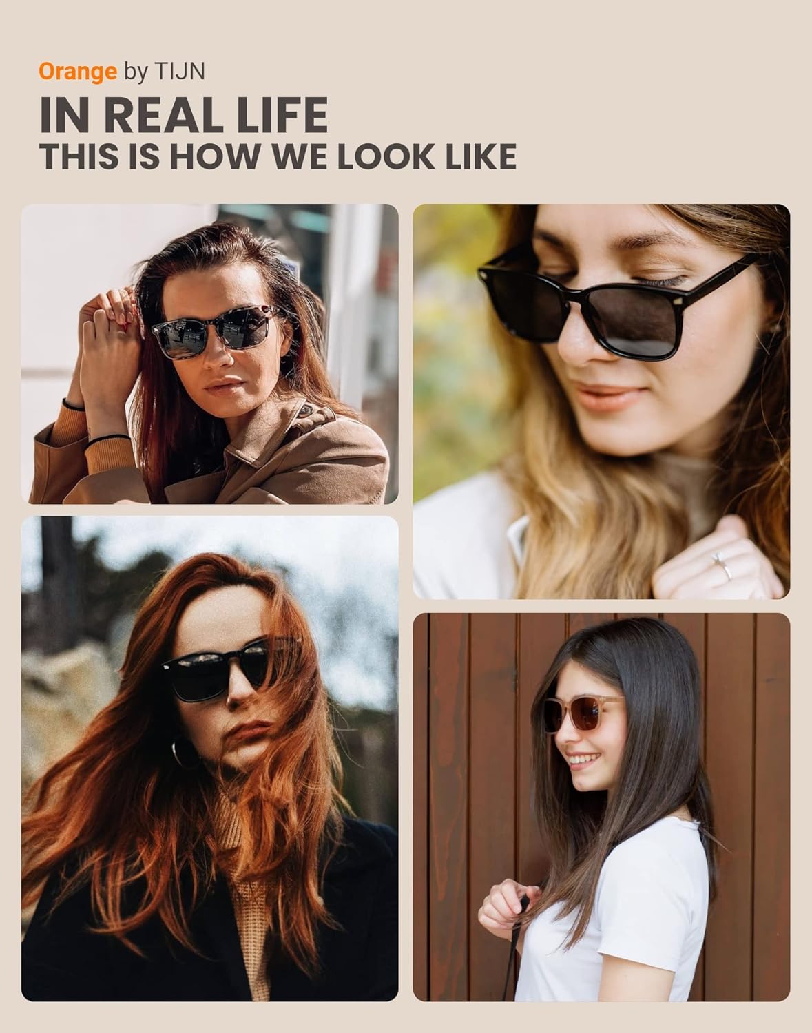TIJN Polarized Sunglasses for Womens and Mens,Classic Square Frames Shades for UV Protection, Stylish and Trendy Sunnies