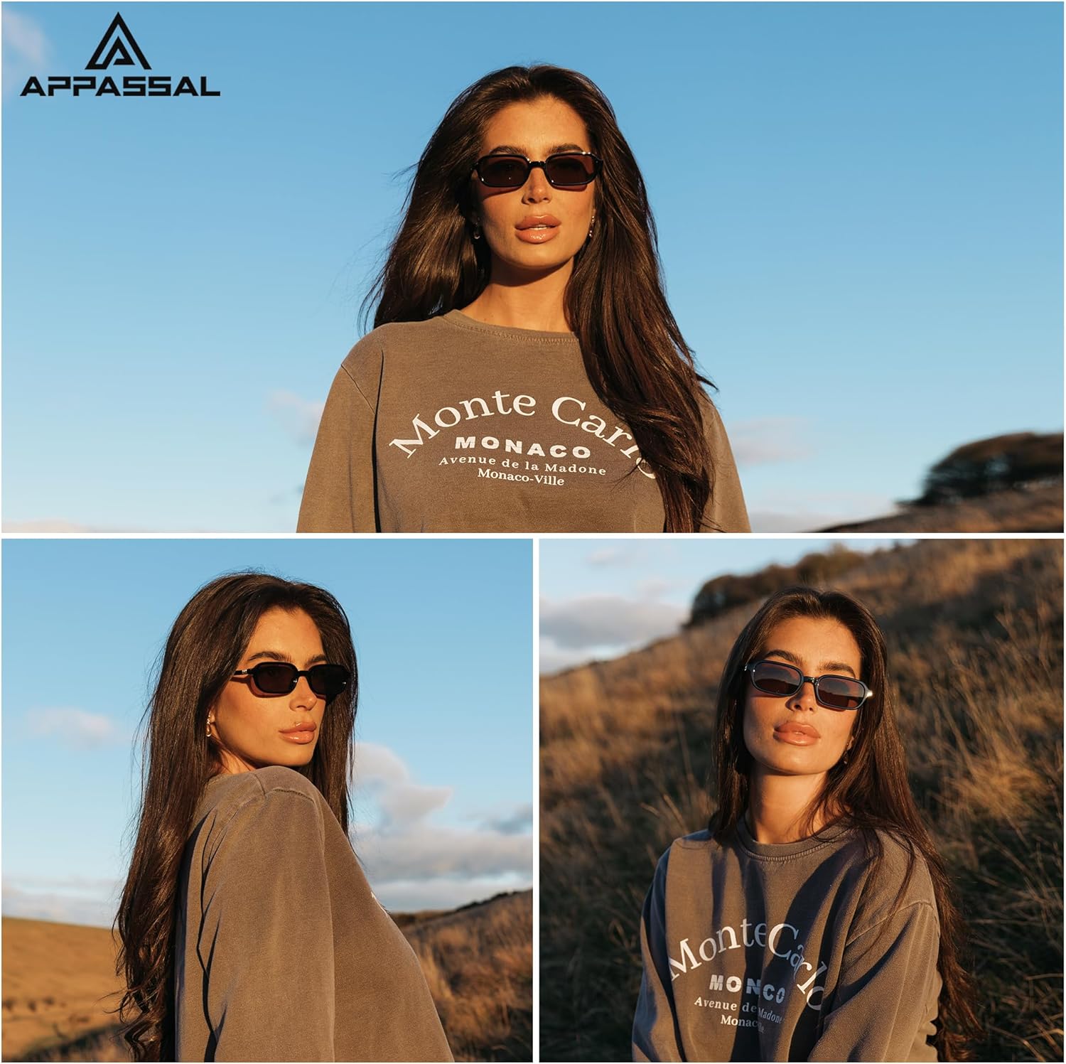 Appassal Retro Rectangular Sunglasses for Women Vintage Fashion Trendy Funny Small 90s Square Sunnies 2025 AP3698