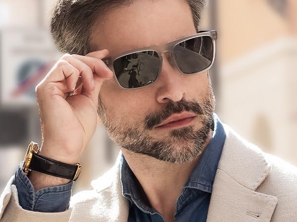 ZENOTTIC Polarized Sunglasses Men Square: Unbreakable TR90 Frame Carbon Fiber Temple UV400 Protection Sun Glasses for Driving