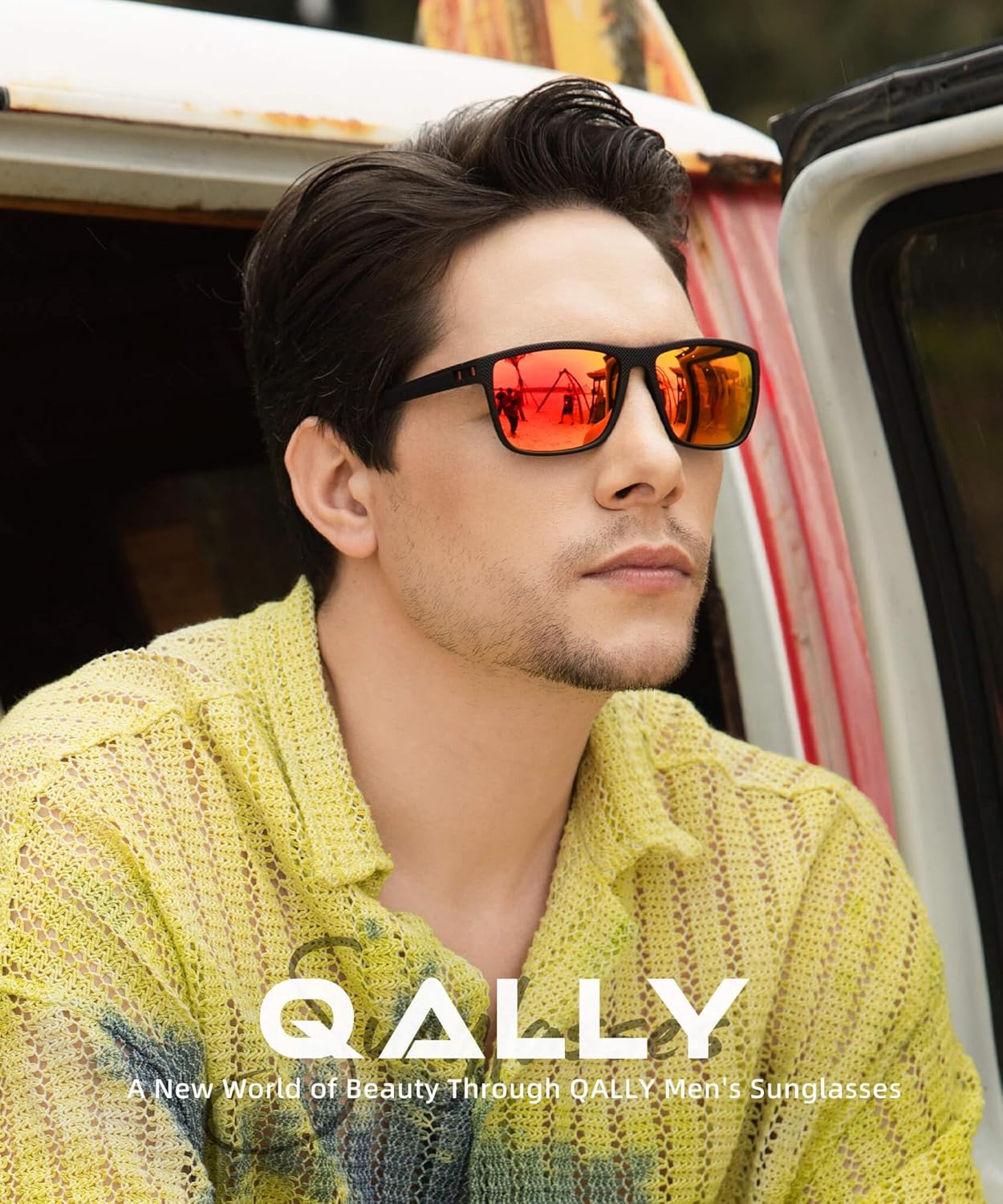 QALLY Polarized Sunglasses Men, Mens Sunglasses Polarized UV protection Lightweight Sun Glasses for Driving Fishing Golf