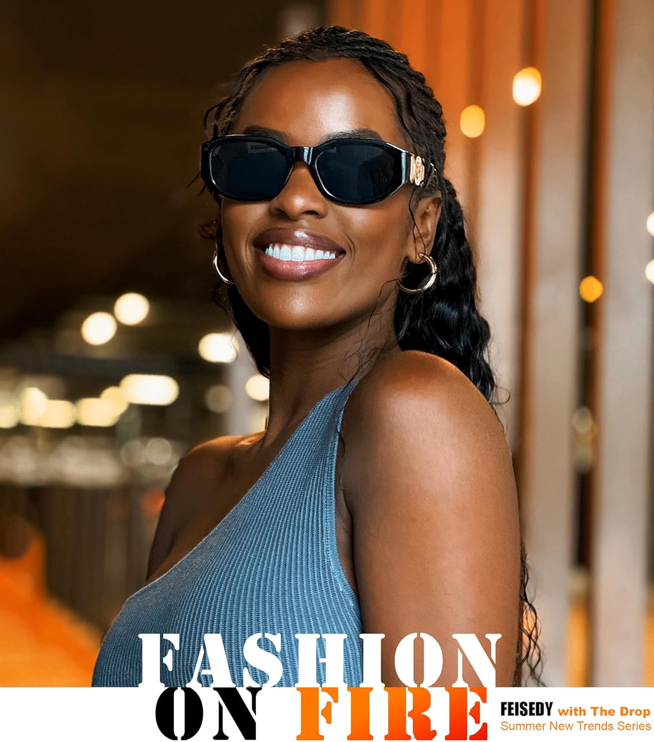 FEISEDY Retro Trendy Rectangle Sunglasses Women Men Vintage 90s Small Narrow Square Sunglasses B2322