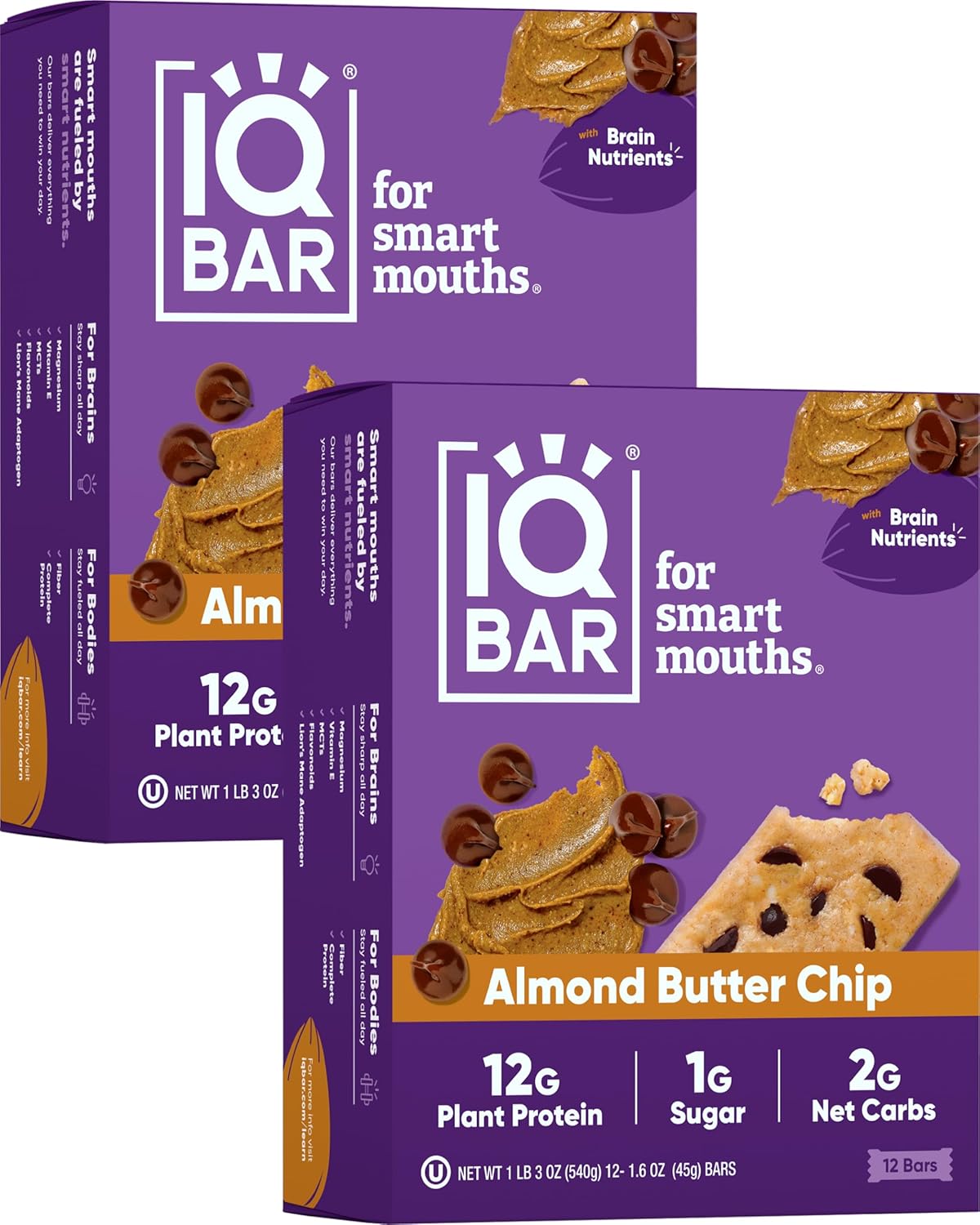 IQBAR Brain and Body Plant Protein Bars Banana Nut 12 Count - Keto, Vegan, Low Carb, High Fiber, Gluten Free, Dairy Free, Low Sugar Snack - Image 6