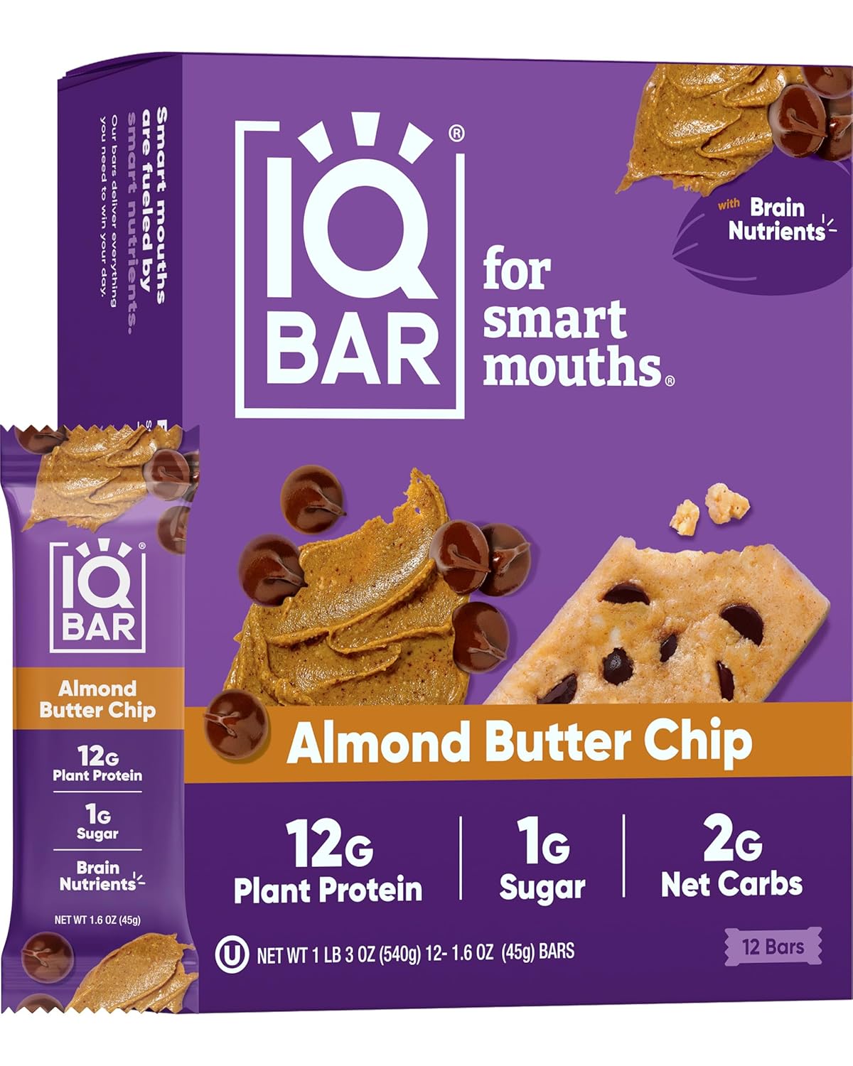 IQBAR Brain and Body Plant Protein Bars Banana Nut 12 Count - Keto, Vegan, Low Carb, High Fiber, Gluten Free, Dairy Free, Low Sugar Snack - Image 8
