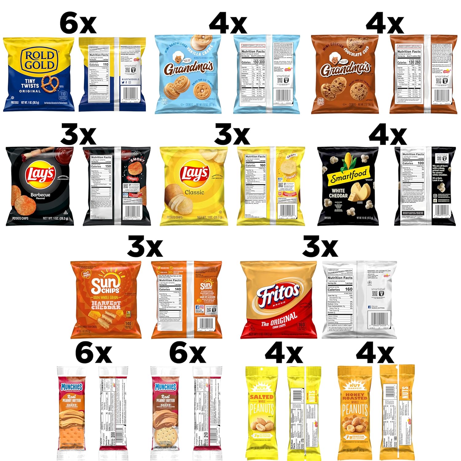 Frito-Lay Sweet & Salty Snacks, Variety Mix of Cookies, Crackers, Chips & Nuts, 4.13 Pounds, (Pack of 50)