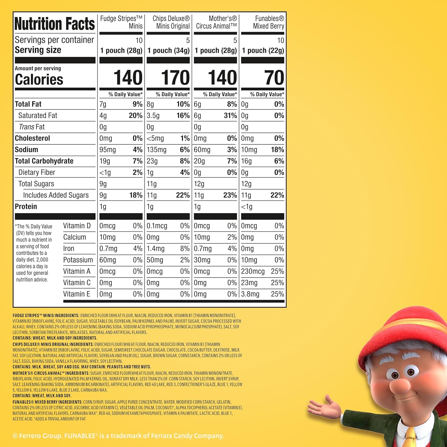 Keebler Sweet Treat Variety Pack, 30-Count Box, Includes Chips Deluxe, Funables, Fudge Stripes, and Mother's Circus Animal Cookies, 29 oz