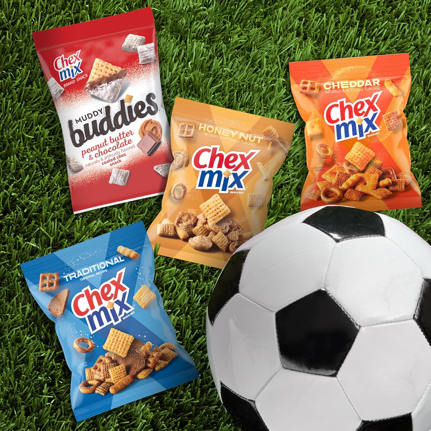 Sweet and Salty Snack Variety Pack, Muddy Buddies Peanut Butter and Chocolate, Chex Mix Traditional, Cheddar, and Honey Nut, 20 Ct, 35 oz - Image 6