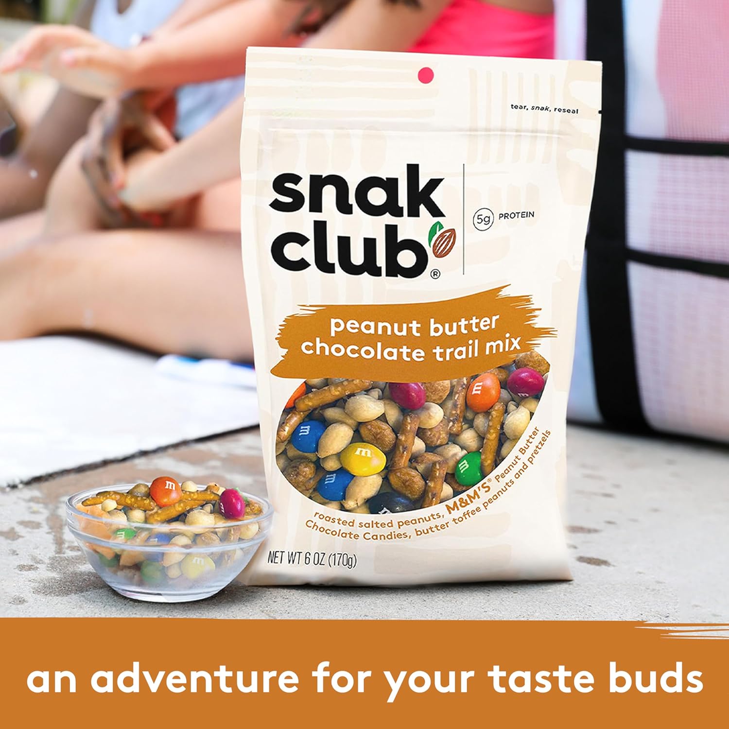 Snak Club Peanut Butter Chocolate Trail Mix with Peanuts, Peanut Butter M&Mu2019S, Toffee Peanuts, and Pretzels, 11 oz Resealable Bag - Image 4