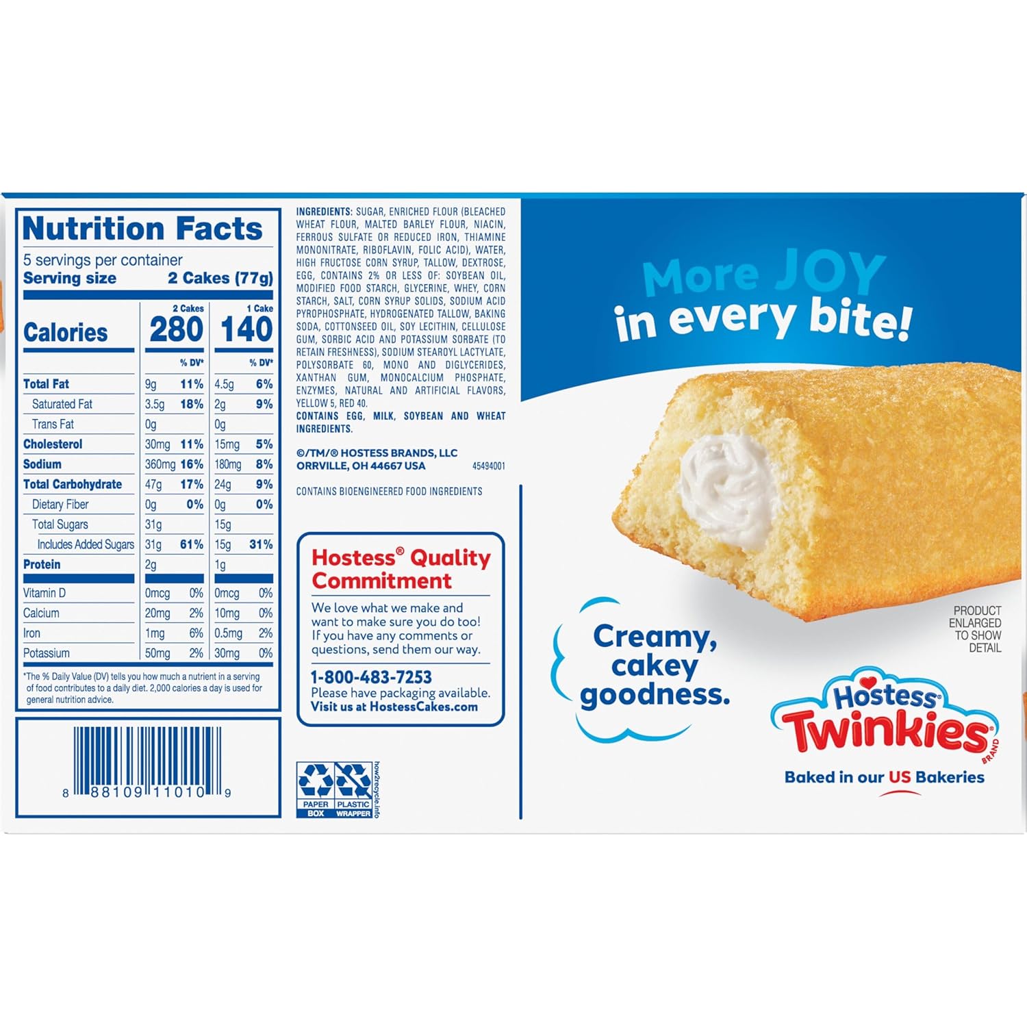 Hostess Twinkies Snack Cakes, Golden Sponge Cake with Crème Filling, 13.58 oz. Box,10 Count