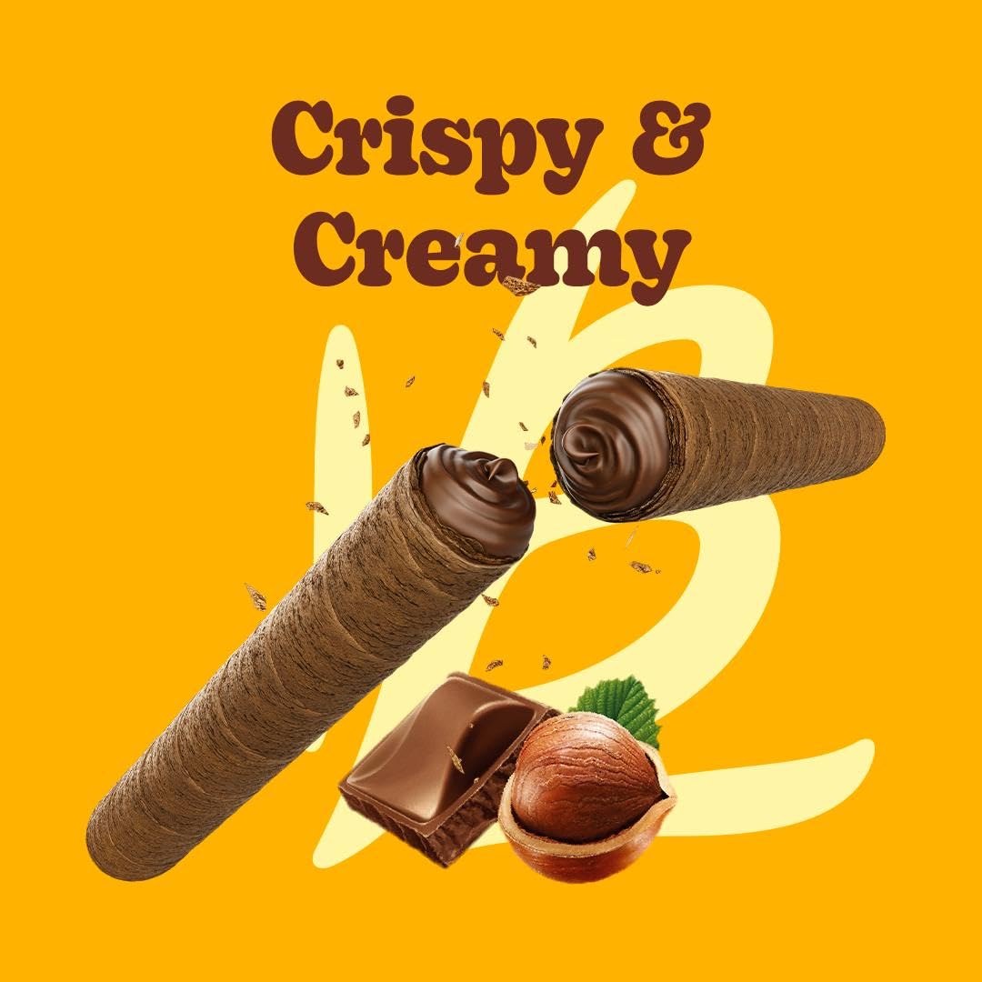 Bauducco Wafer Rolls, Chocolate Hazelnut, 14.1 oz (Pack of 1) - Crispy Cream-Filled Cookies - Gourmet Rolled Wafer Sticks - Premium Dessert Treat - Perfect for Coffee, Parties & Gift Baskets - Family Sharing Snack - Image 2