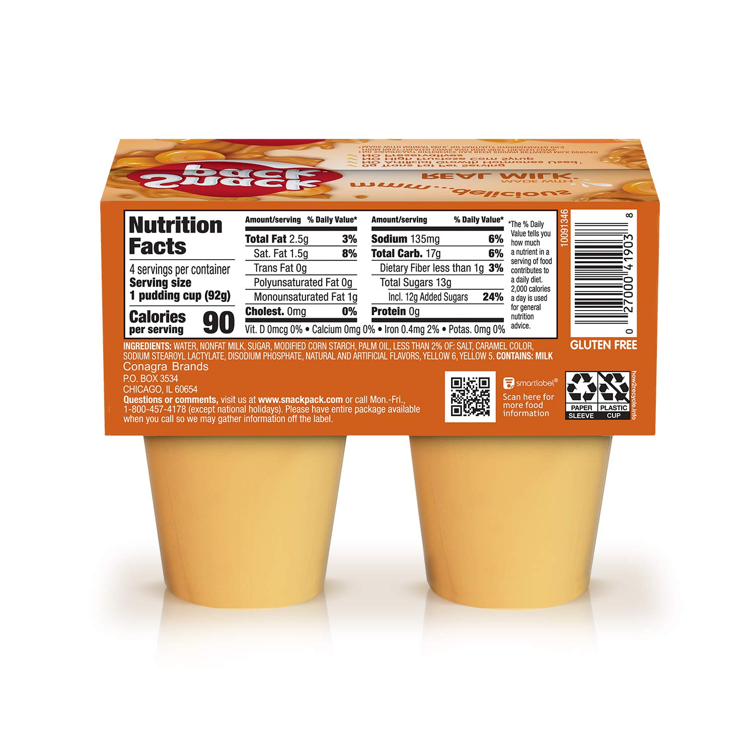 Snack Pack Butterscotch Flavored Pudding Cups, 3.25 oz., 4-Count