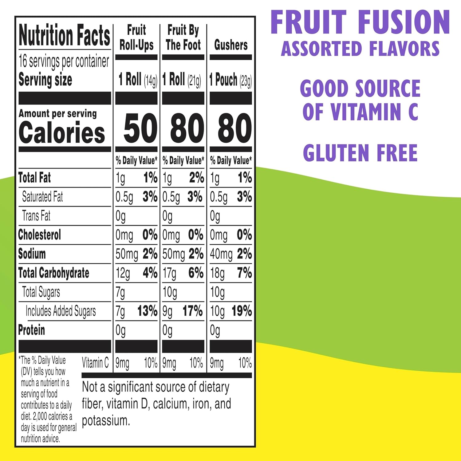 Fruit by the Foot Snacks Variety Pack - Fruit Roll-Ups, Gushers, Gluten Free Gummy Kids Snack, Good Source of Vitamin C, 16 Individually Wrapped Pouches, Perfect for On The Go, 10.2 oz Box