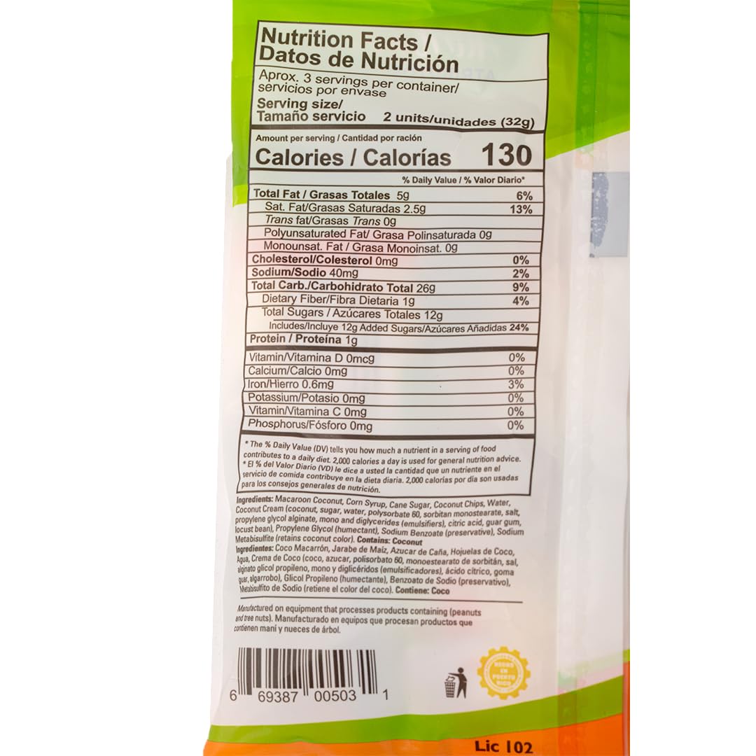 Dulzura Coconut Snacks - Light and Flaky Coconut Treats - 3.4 oz (Pack of 1)