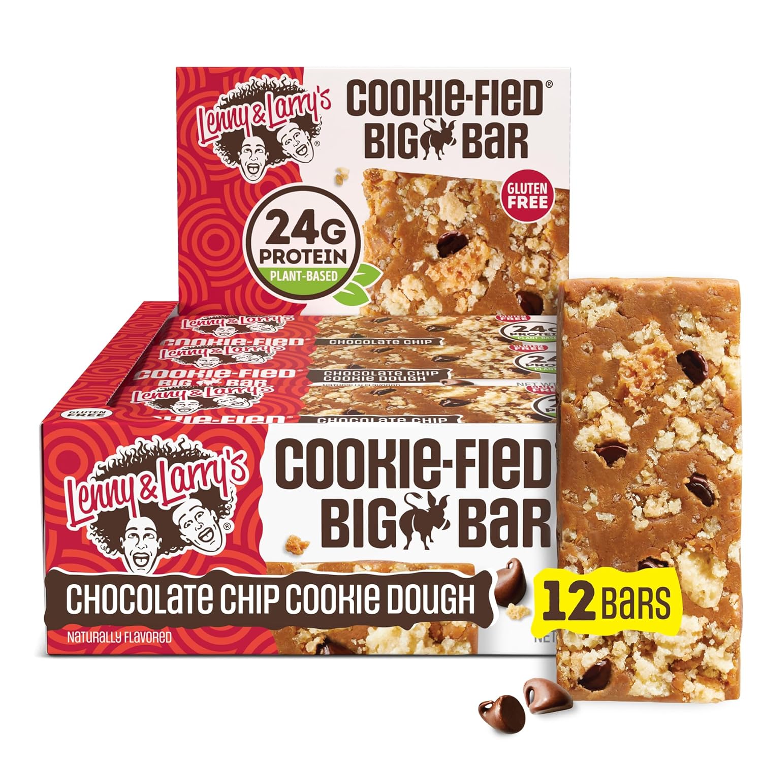 Lenny & Larry's Cookie-fied BIG BAR u2013 Peanut Butter Chocolate Chip Vegan Protein Bars 12x90g u2013 Healthy Snacks, 24g Plant Protein & 10g Prebiotic Fiber u2013 Gluten free Power Bar, Keto Friendly & Vegan - Image 6