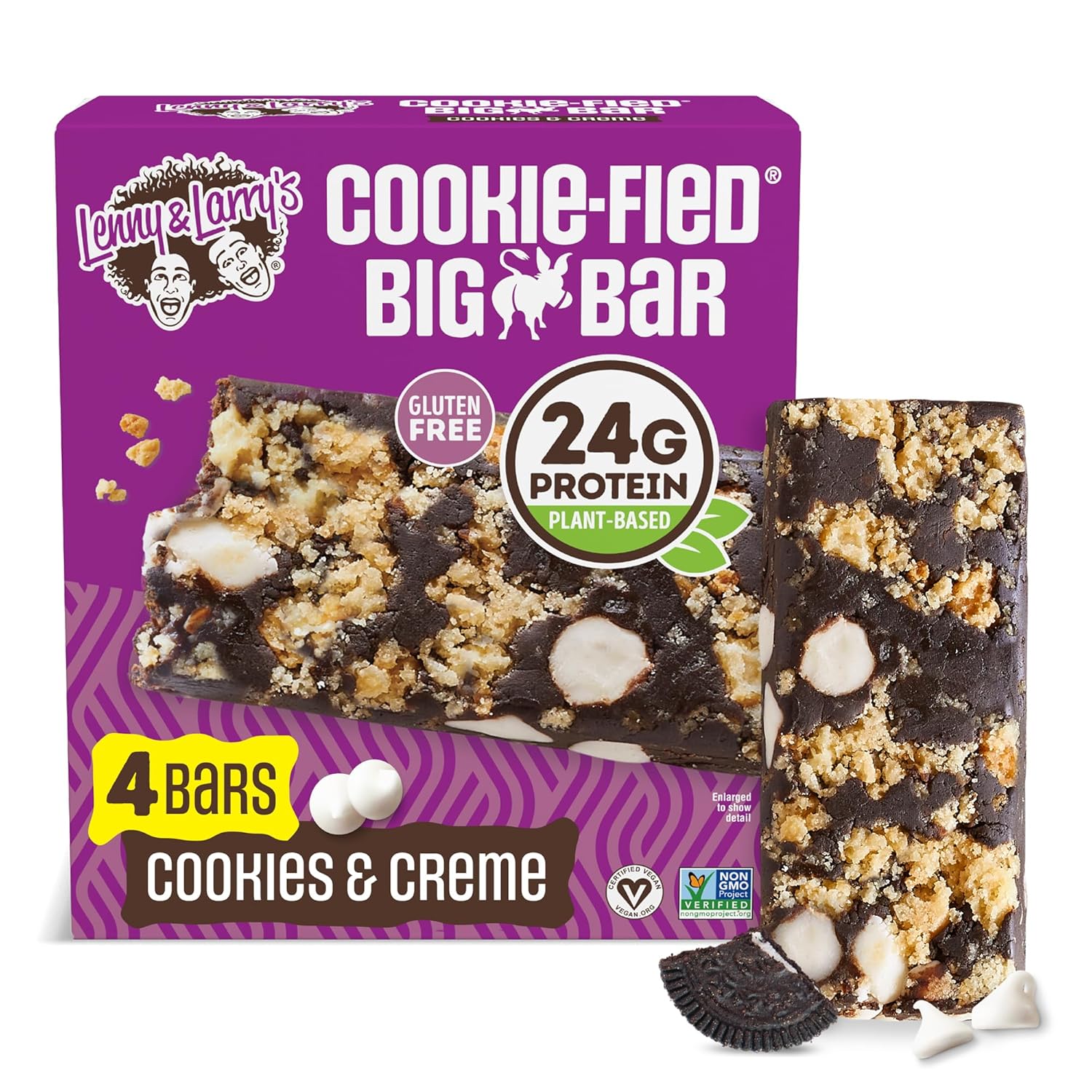 Lenny & Larry's Cookie-fied BIG BAR u2013 Peanut Butter Chocolate Chip Vegan Protein Bars 12x90g u2013 Healthy Snacks, 24g Plant Protein & 10g Prebiotic Fiber u2013 Gluten free Power Bar, Keto Friendly & Vegan - Image 7
