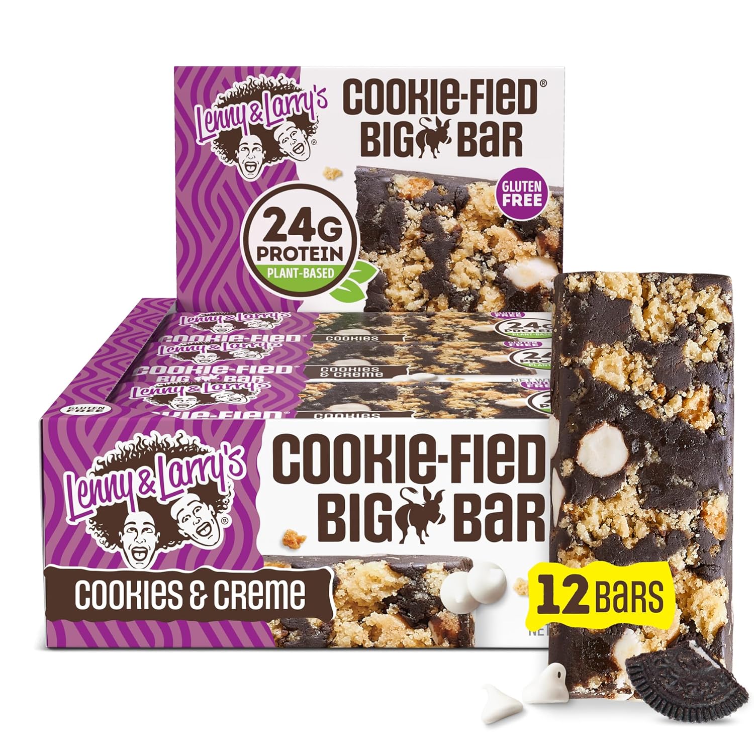 Lenny & Larry's Cookie-fied BIG BAR u2013 Peanut Butter Chocolate Chip Vegan Protein Bars 12x90g u2013 Healthy Snacks, 24g Plant Protein & 10g Prebiotic Fiber u2013 Gluten free Power Bar, Keto Friendly & Vegan - Image 8
