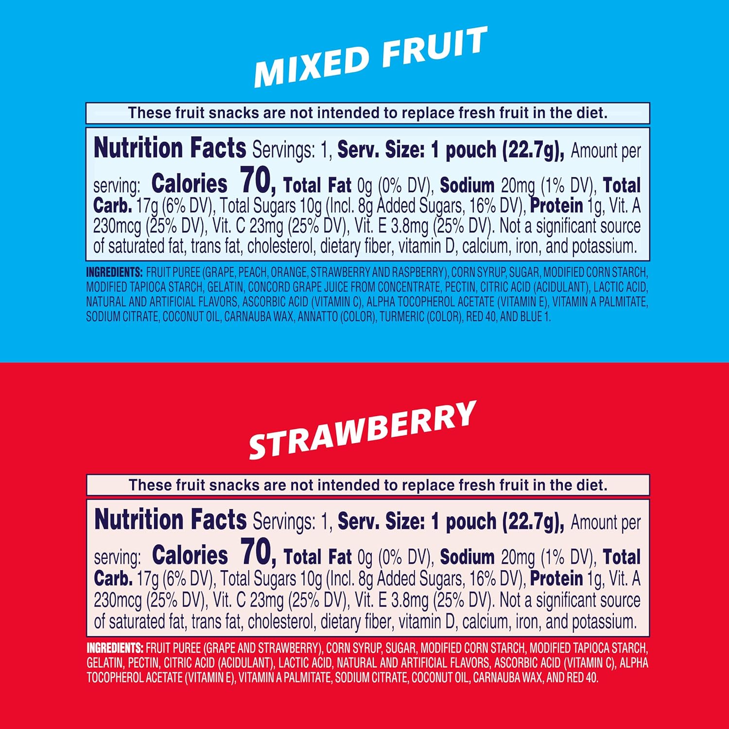 Welch's Fruit Snacks, Mixed Fruit & Strawberry Snack Box, 0.8oz Snack Packs (Pack of 60)