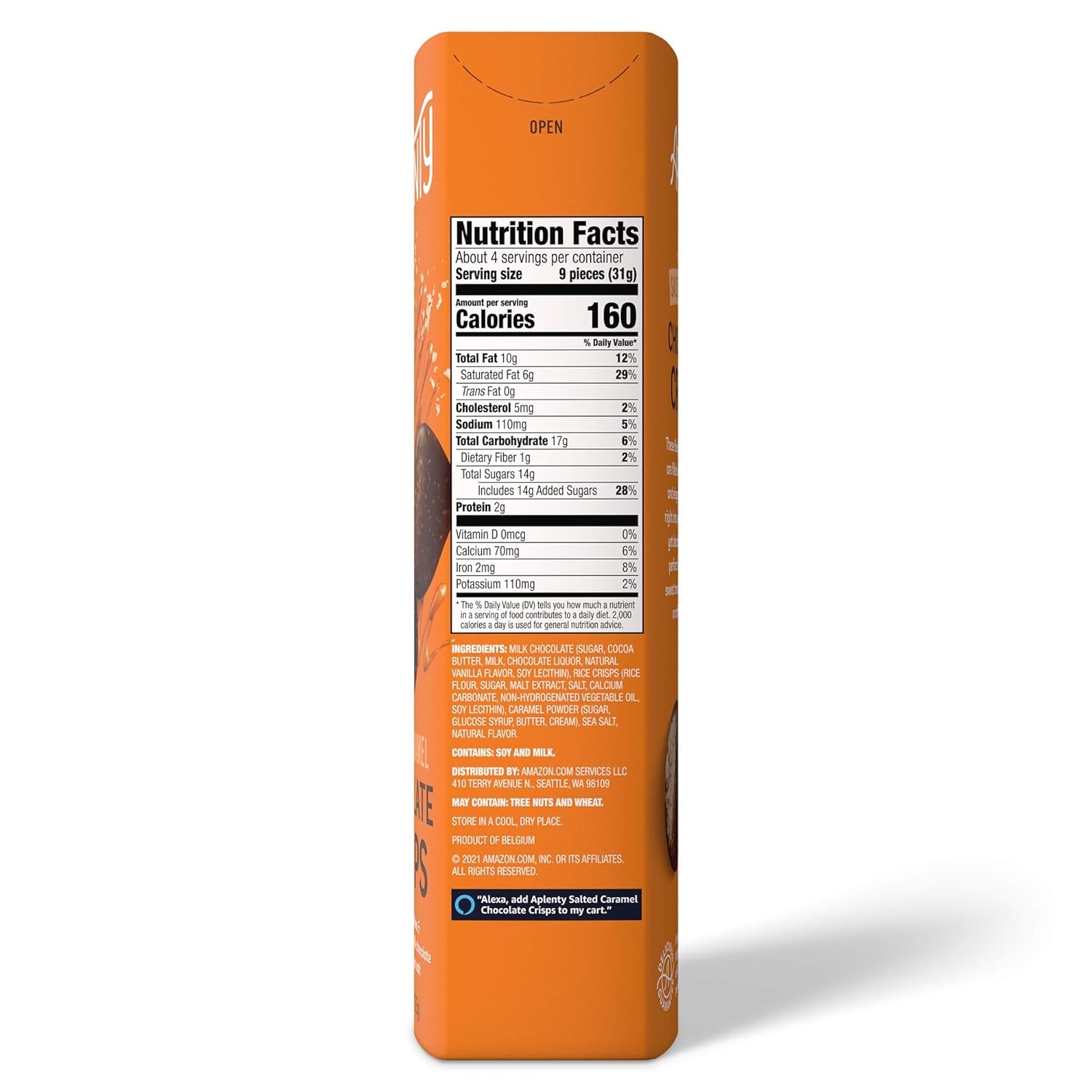 Amazon Brand - Aplenty, Salted Caramel Chocolate Crisps, 4.4 oz