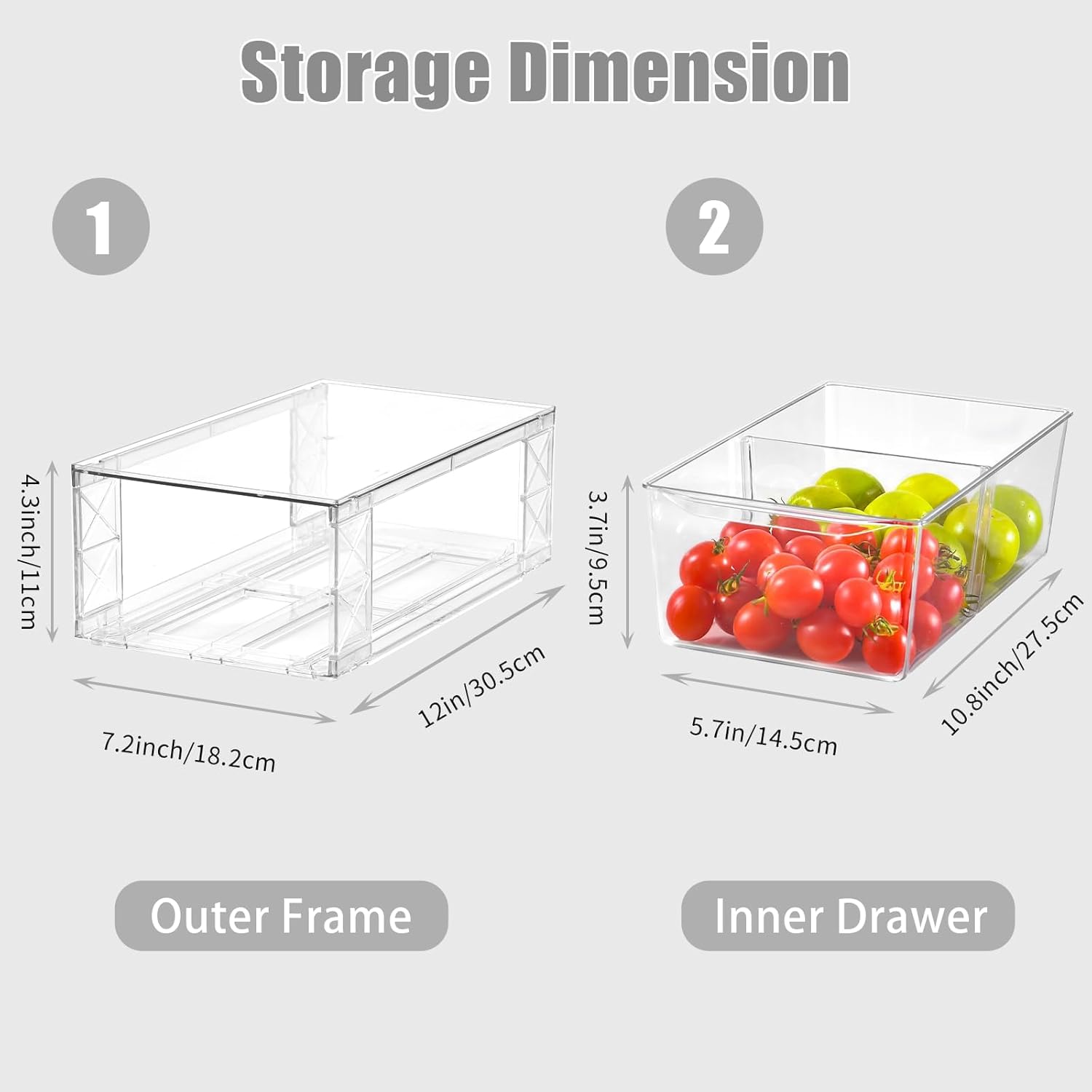 Clemate 6Pack Pantry Organizers and Storage,Clear Stackable Kitchen Storage Organizer,Foods Organizer Bins with Handles, Easily Assemble for Bathroom, Kitchen, Refrigerator, Pantry, Cabinet, Closet