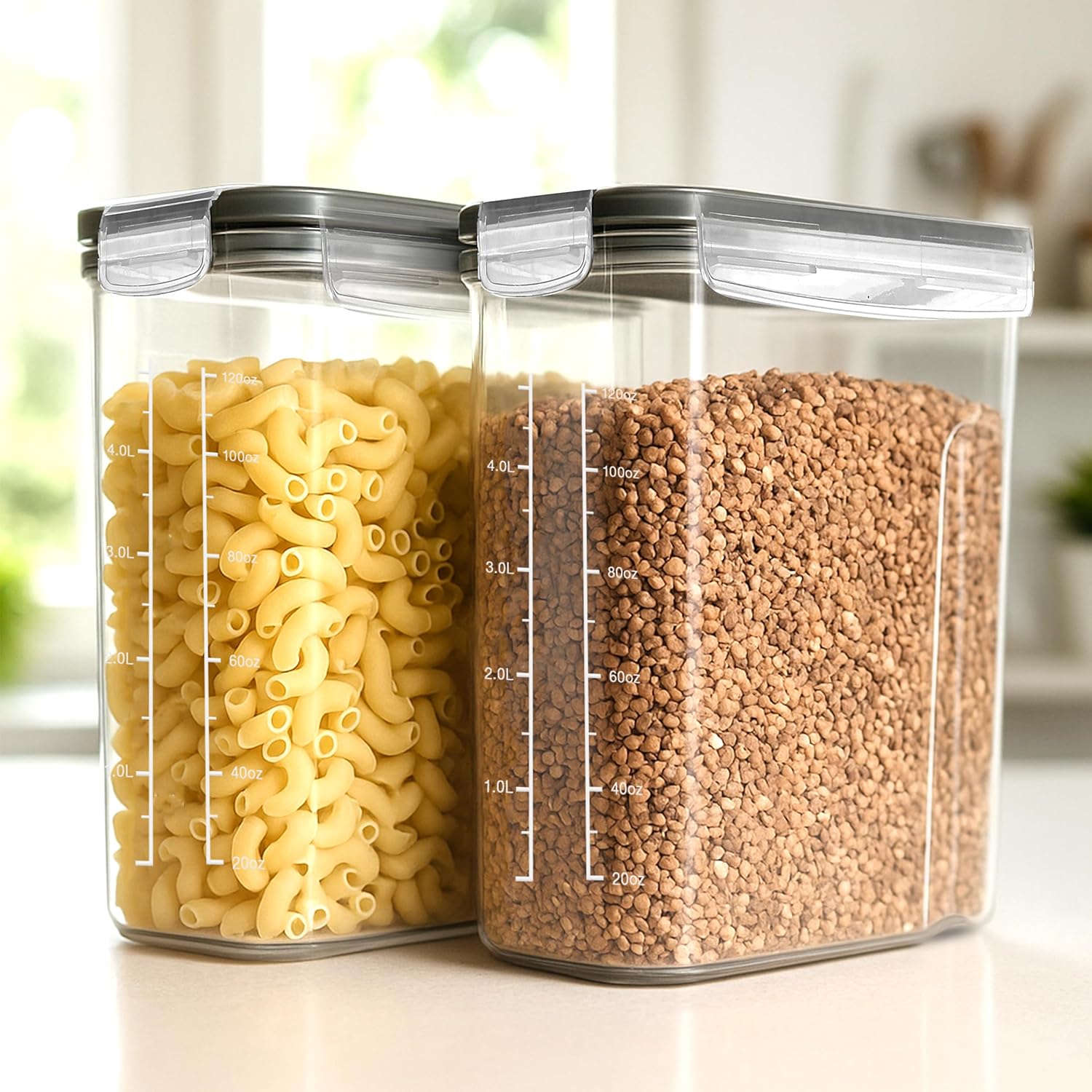 Utopia Kitchen Cereal Containers Storage Set u2013 4 Pack 4L(135.2 oz) Airtight Food Storage Containers with Lids, BPA-Free Cereal Dispensers for Pantry Organization and Storage (Clear)