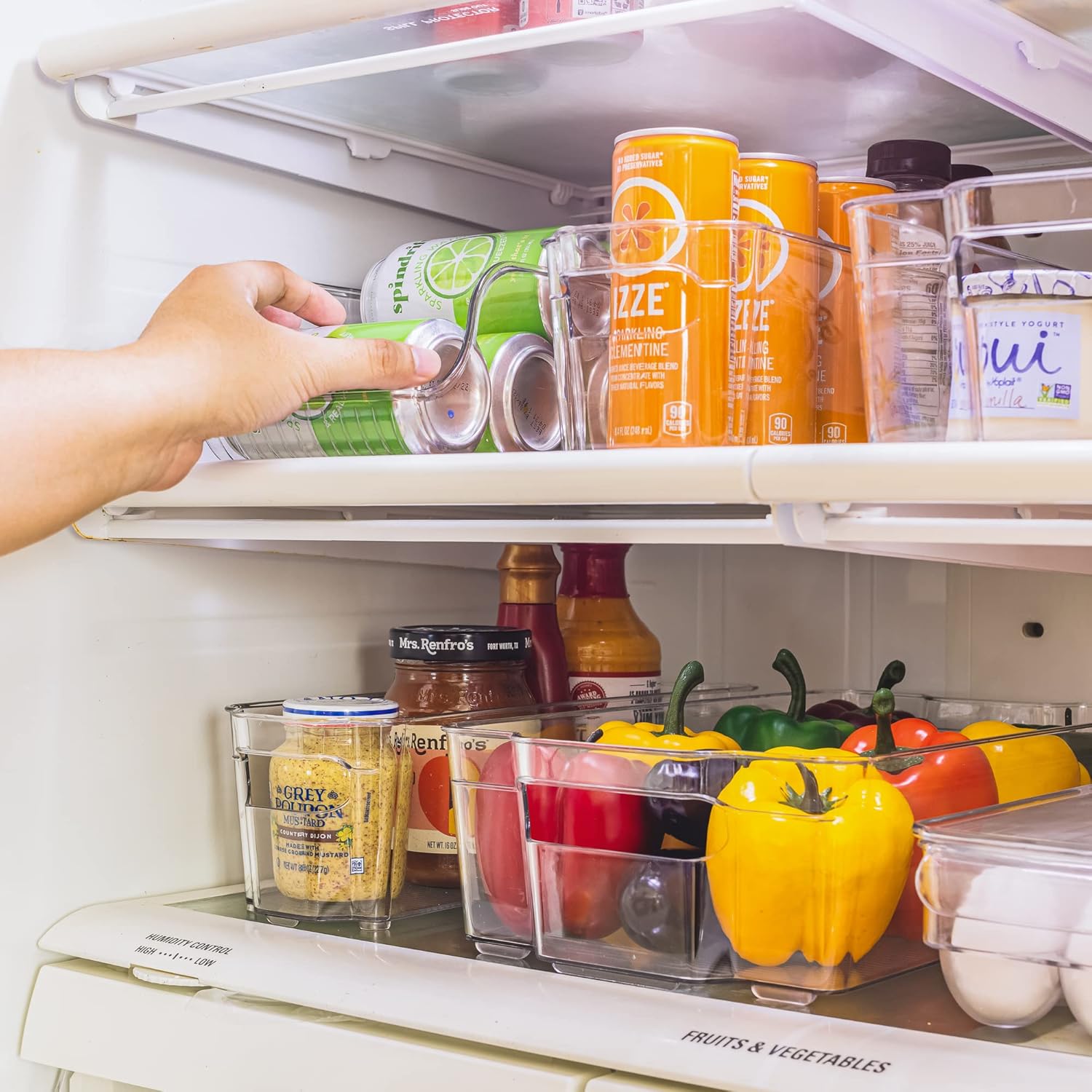 Sorbus Fridge Organizer Bins u2013 Set of 8 Refrigerator Organizers and Storage Containers, Stackable Freezer Bins and House Essentials for New Home, BPA-Free Pantry Drawer Organizers