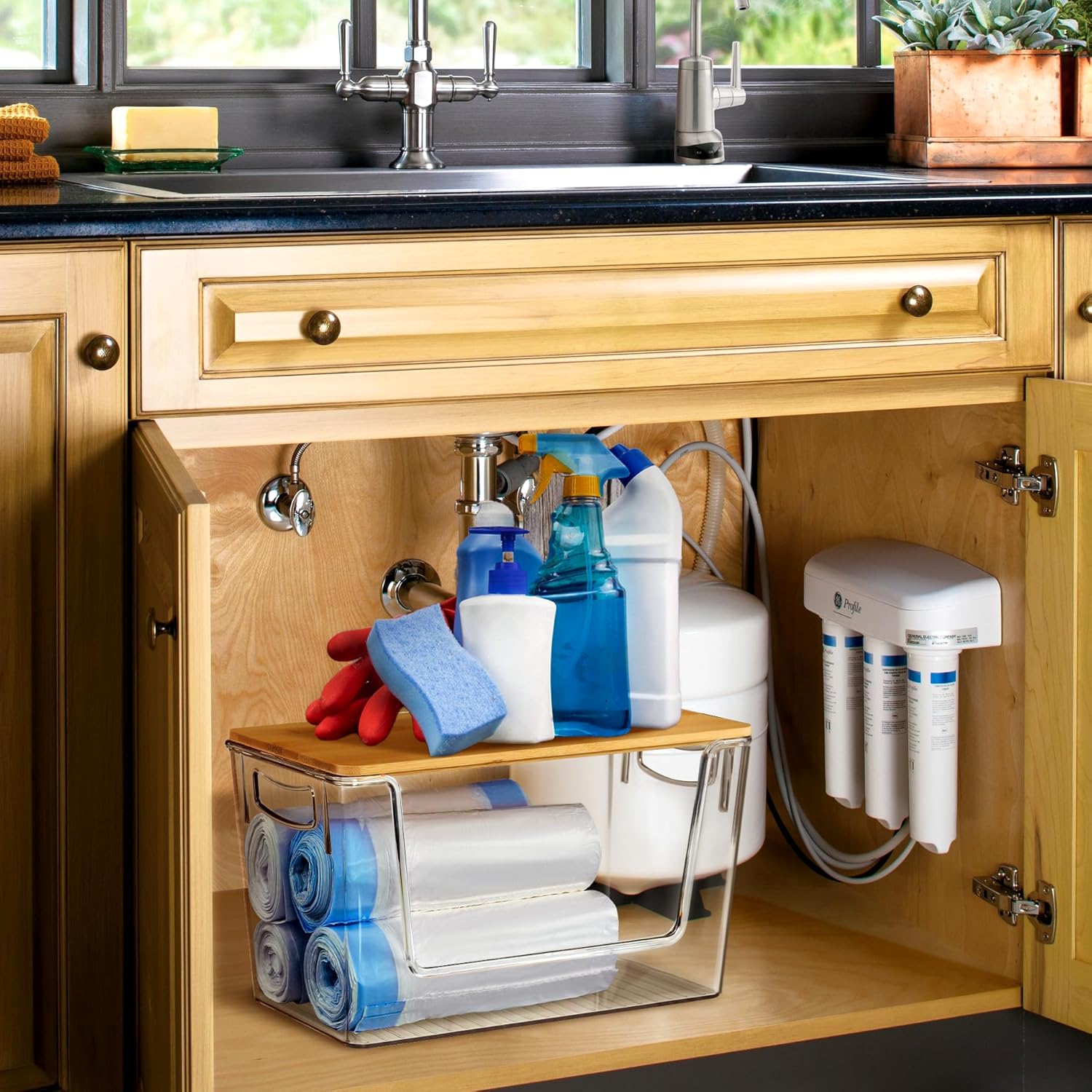 Pantry Organizers Storage, 2 Pack Onion and Potato Storage Bins Large Capacity Kitchen Counter Bins for Garlic, Fruit, Vegetable, Can Storage Countertop Organizer (12" x 7" x7")