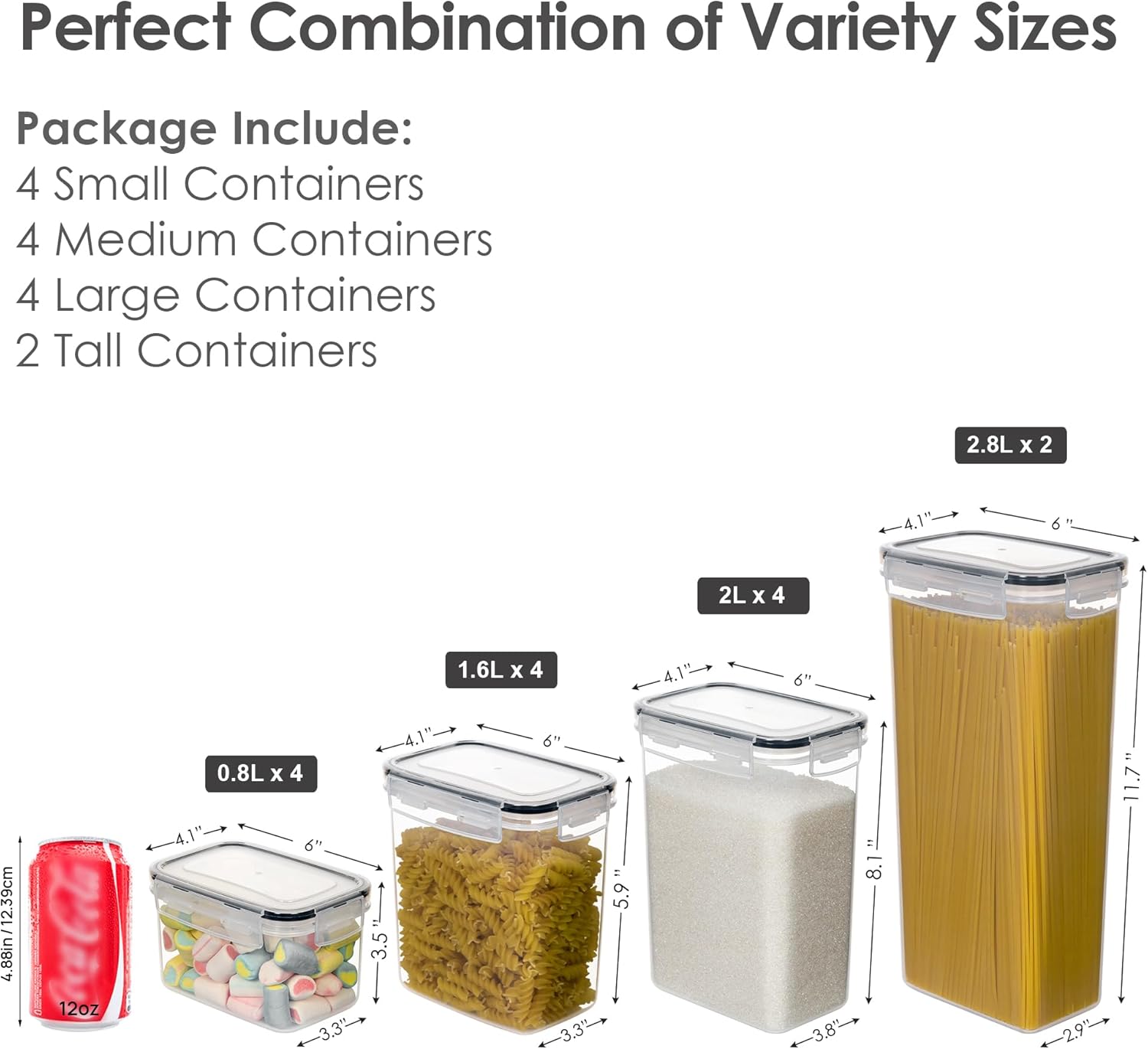 CHEFSTORY Airtight Food Storage Containers Set, 14 PCS Kitchen Storage Containers with Lids for Flour, Sugar and Cereal, Plastic Dry Food Canisters for Pantry Organization and Storage - Image 2