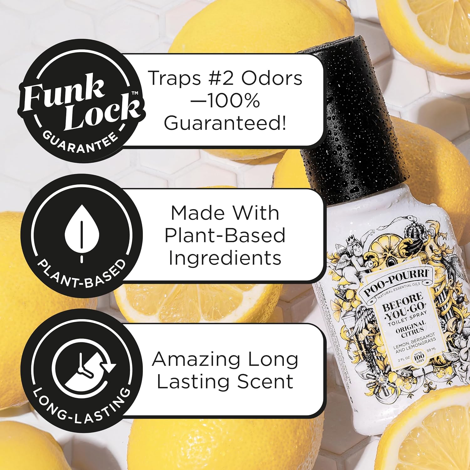 Poo-Pourri Before-You-Go Toilet Spray, Original Citrus, 2 Fl Oz, Up to 100 Uses, Bathroom Odor Deodorizer with Essential Oils for Home or Work, Travel Essentials, TSA Approved Size, Lemon Bergamot - Image 2