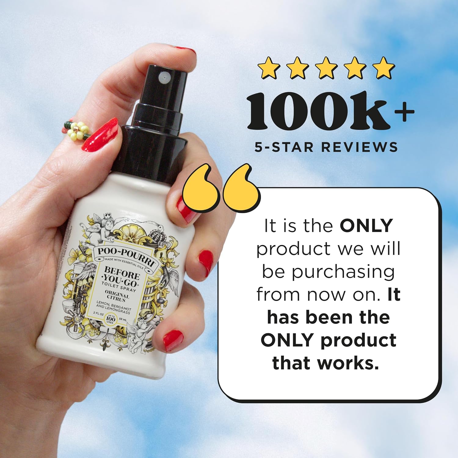 Poo-Pourri Before-You-Go Toilet Spray, Original Citrus, 2 Fl Oz, Up to 100 Uses, Bathroom Odor Deodorizer with Essential Oils for Home or Work, Travel Essentials, TSA Approved Size, Lemon Bergamot - Image 3